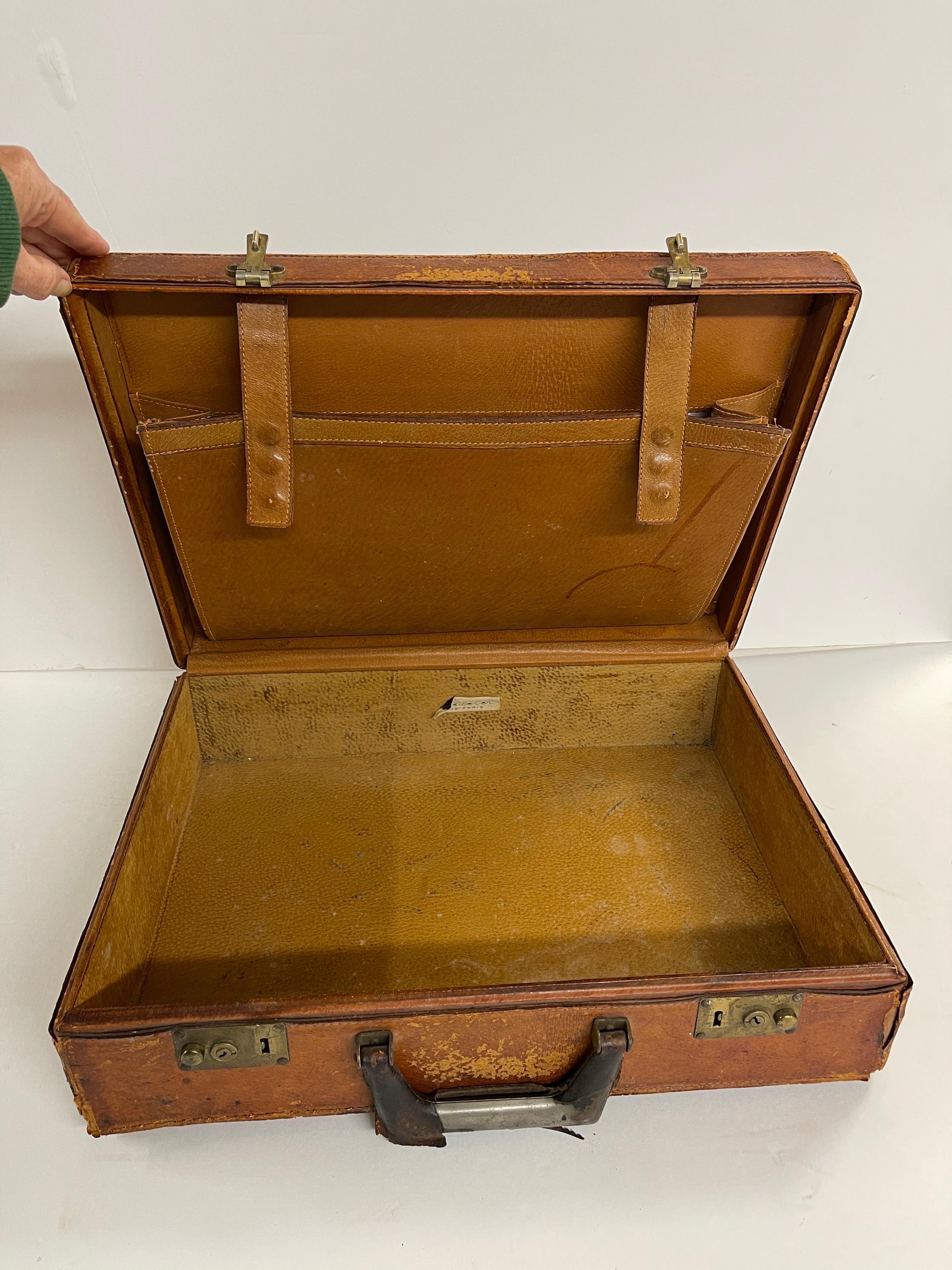 Vintage French Leather Briefcase by Lederer de Paris For Sale 12