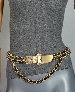 Vintage French Leather Chain Swag Buckle Belt