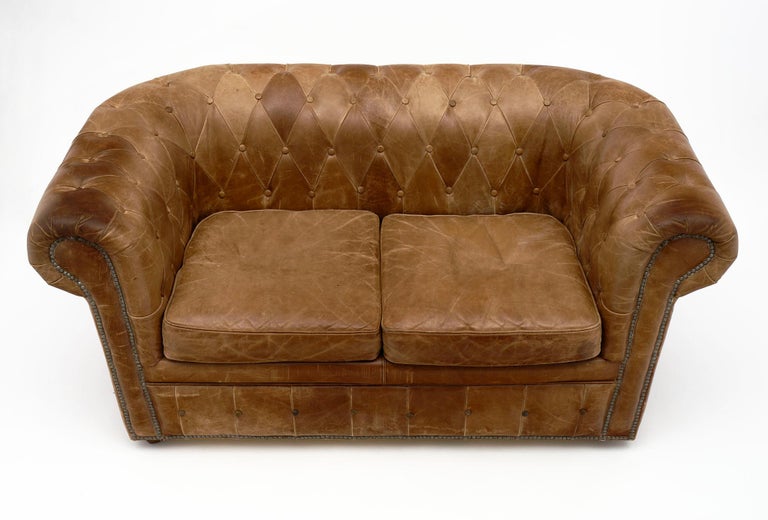 Vintage French Leather Chesterfield For Sale 2