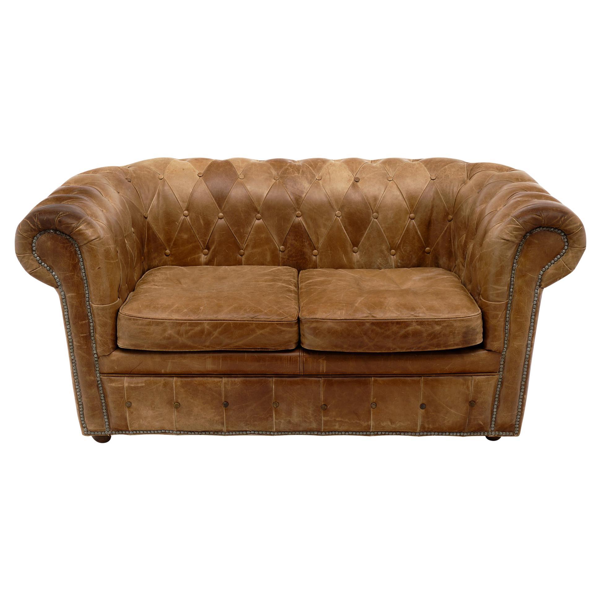 Vintage French Leather Chesterfield