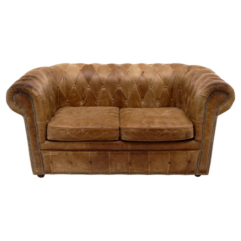 Vintage French Leather Chesterfield For Sale