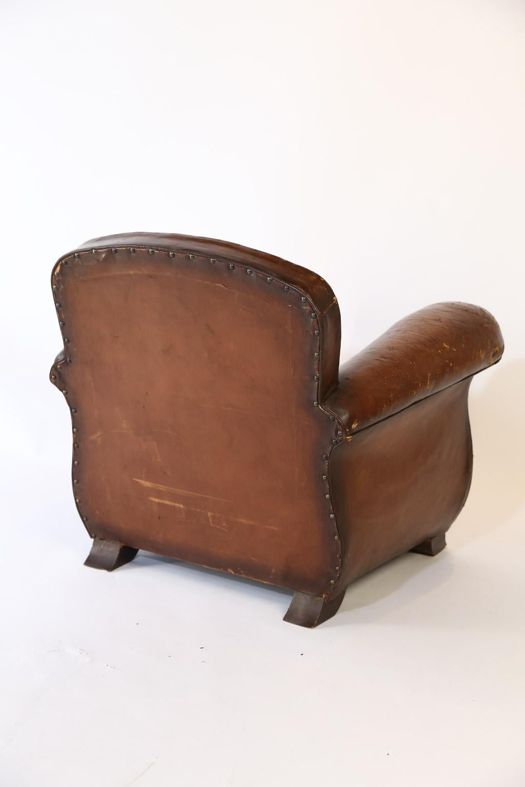 Vintage French Leather Club Chair 3