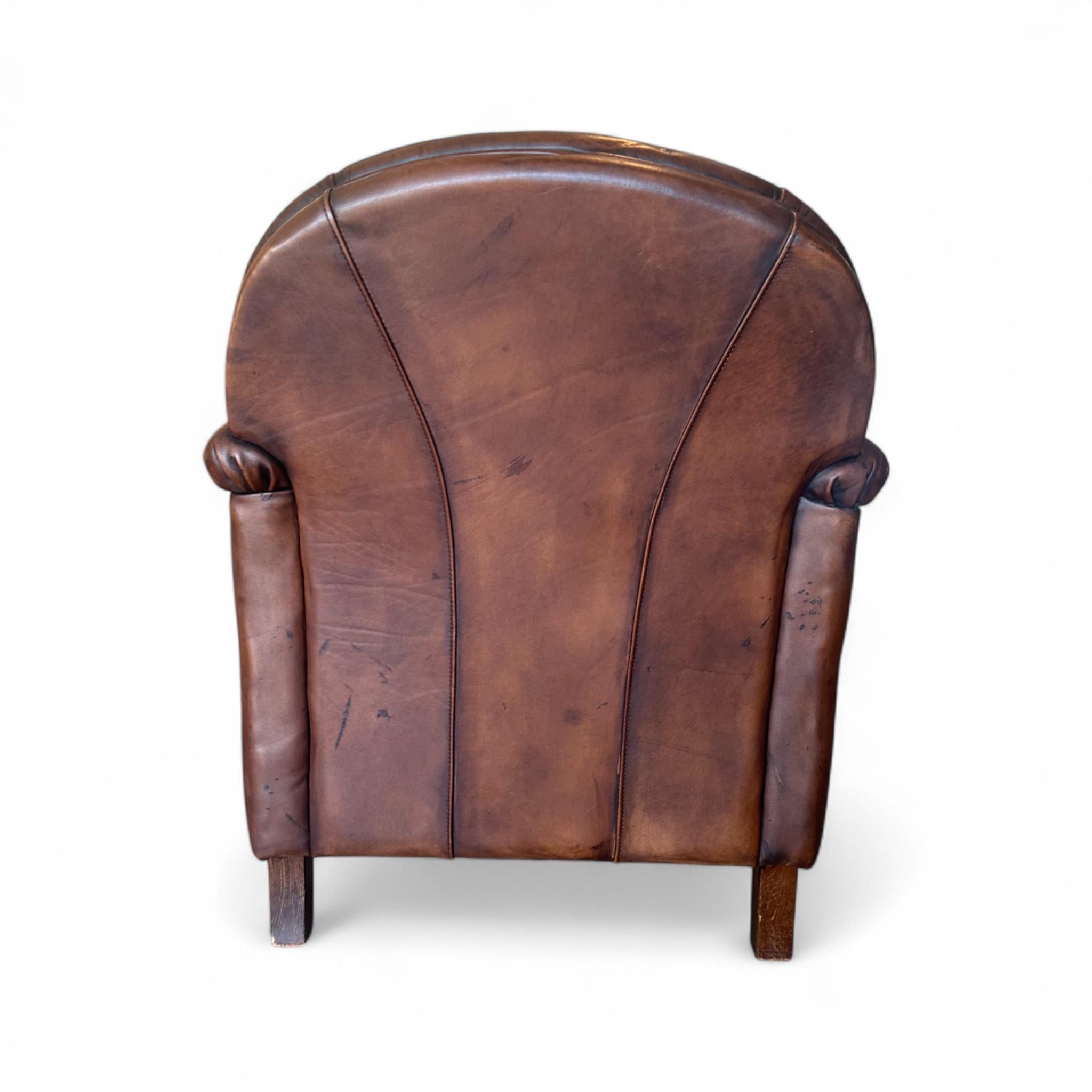 Vintage French Leather Club Chair For Sale 2