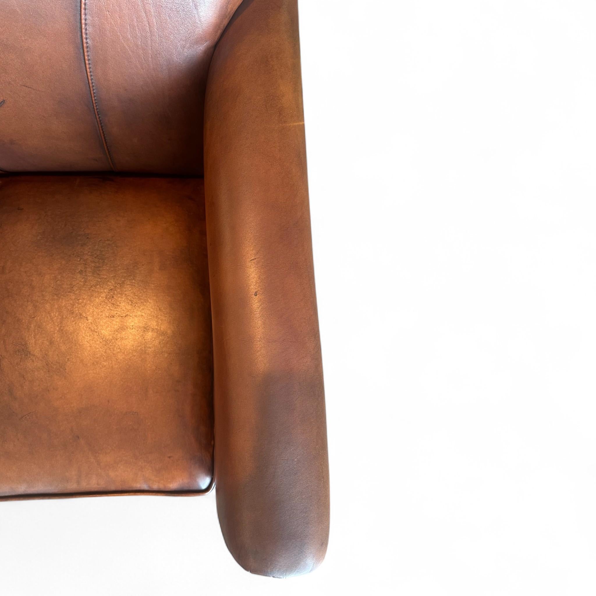 Vintage French Leather Club Chair For Sale 5