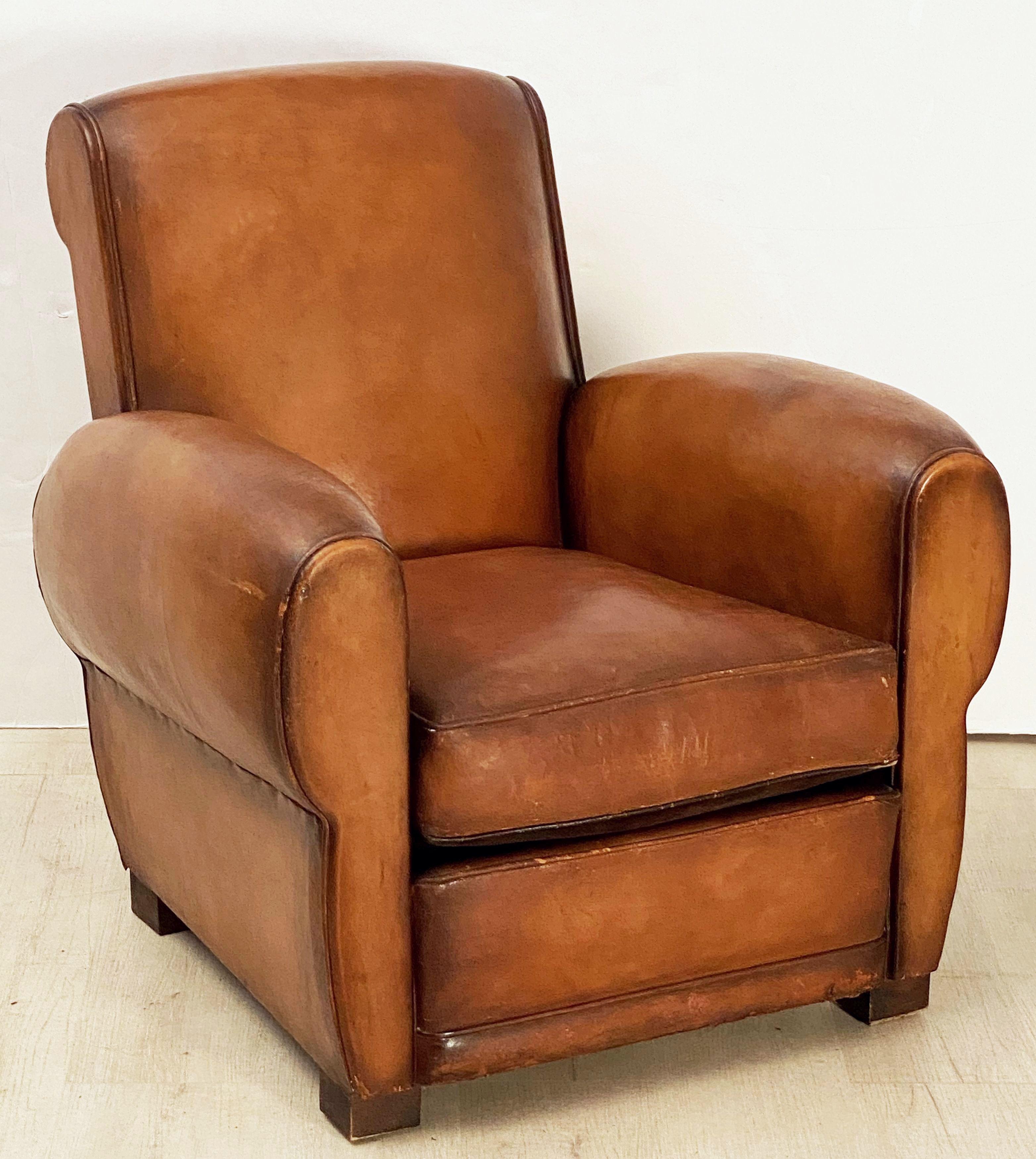Vintage French Leather Club or Lounge Chair from the Art Deco Era 5