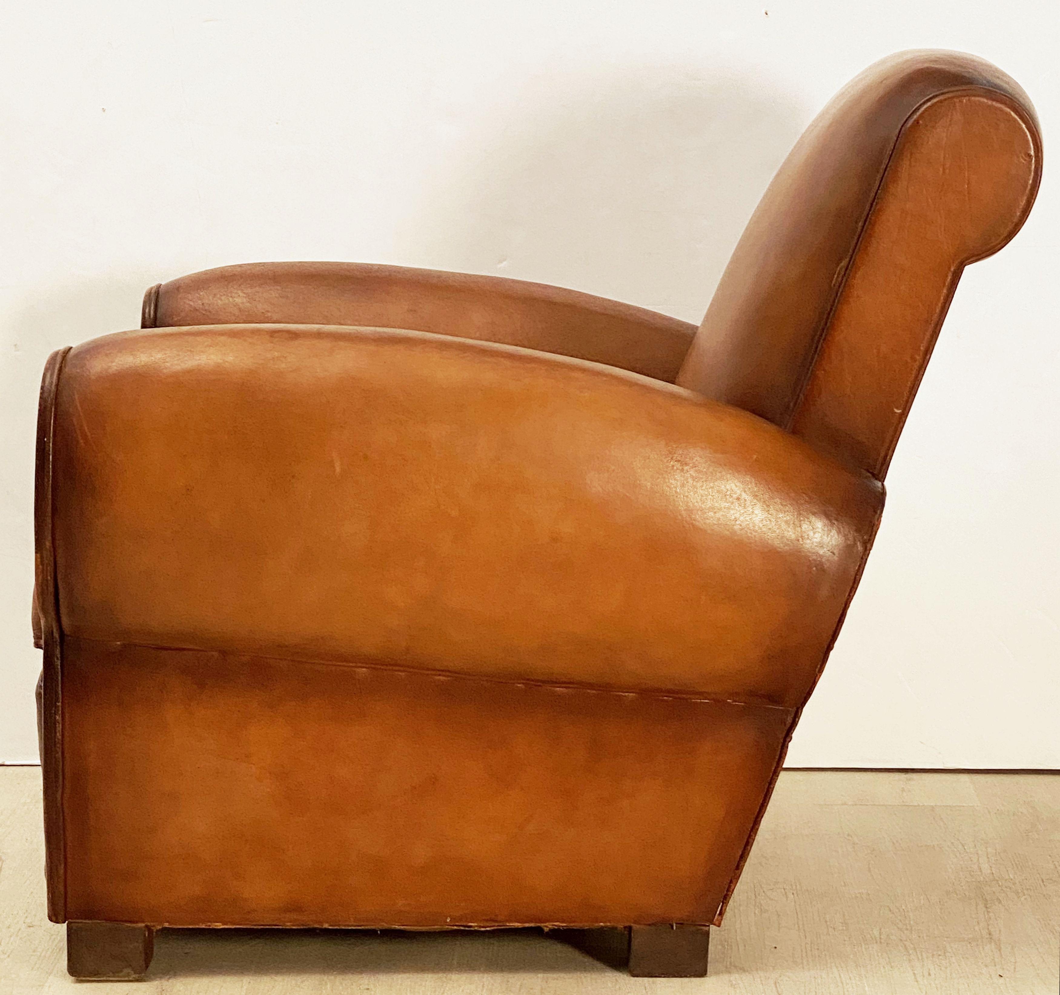 Vintage French Leather Club or Lounge Chair from the Art Deco Era 7