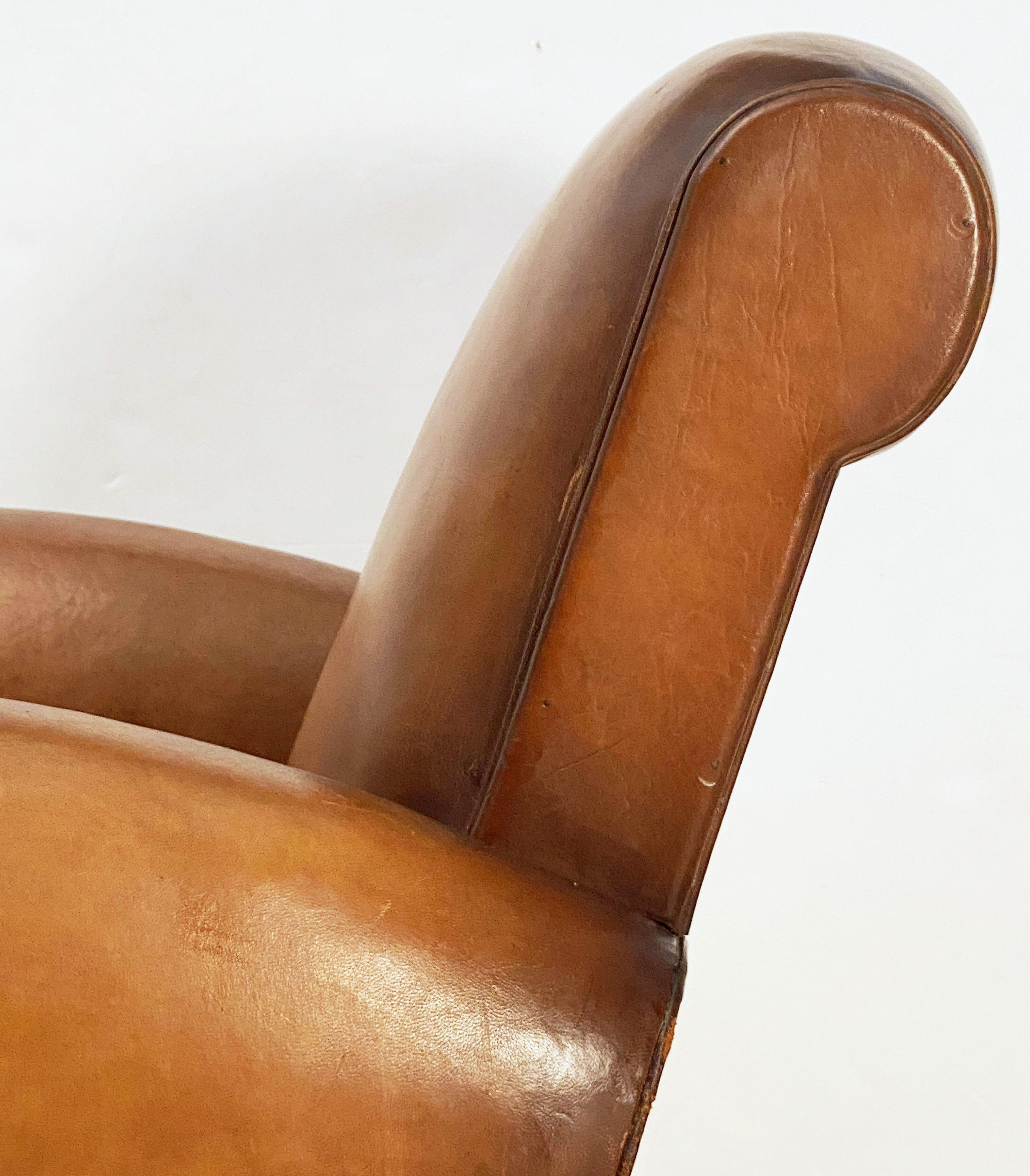 Vintage French Leather Club or Lounge Chair from the Art Deco Era 8