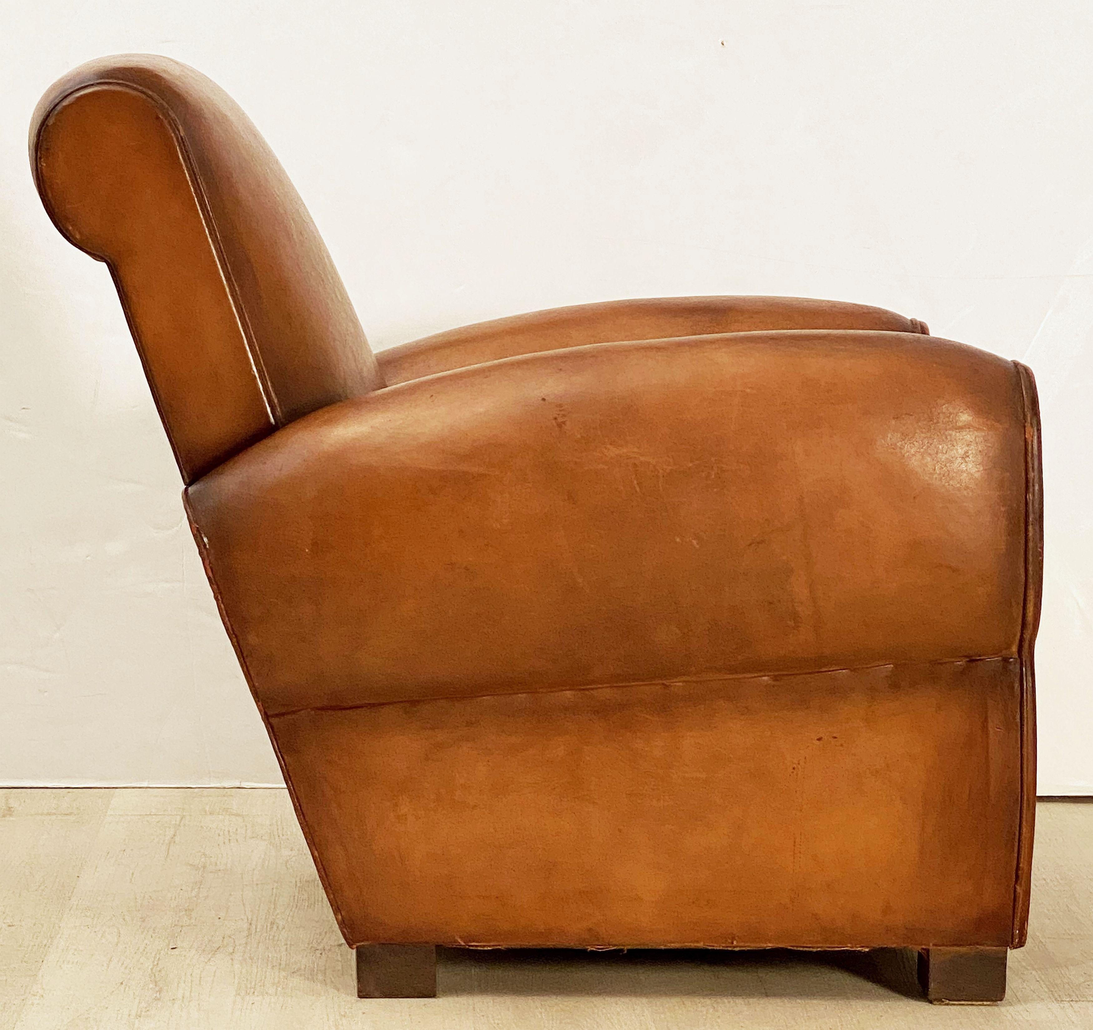 Vintage French Leather Club or Lounge Chair from the Art Deco Era 10
