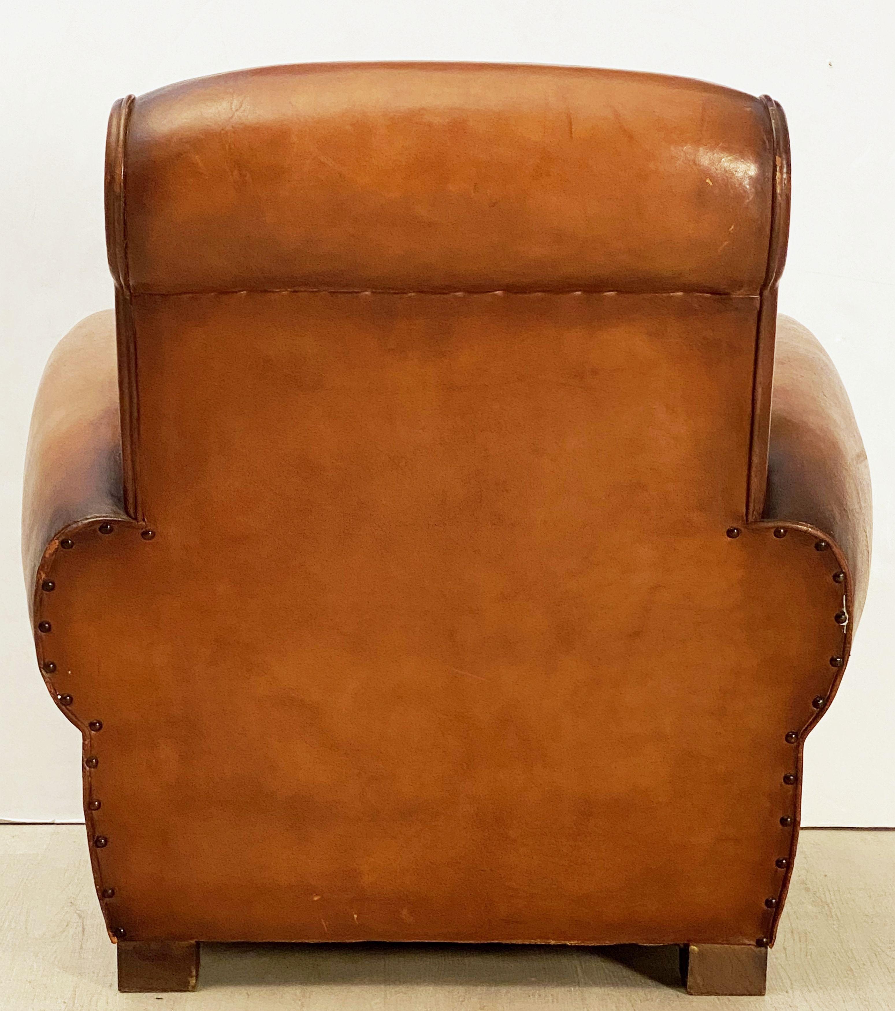 Vintage French Leather Club or Lounge Chair from the Art Deco Era 11