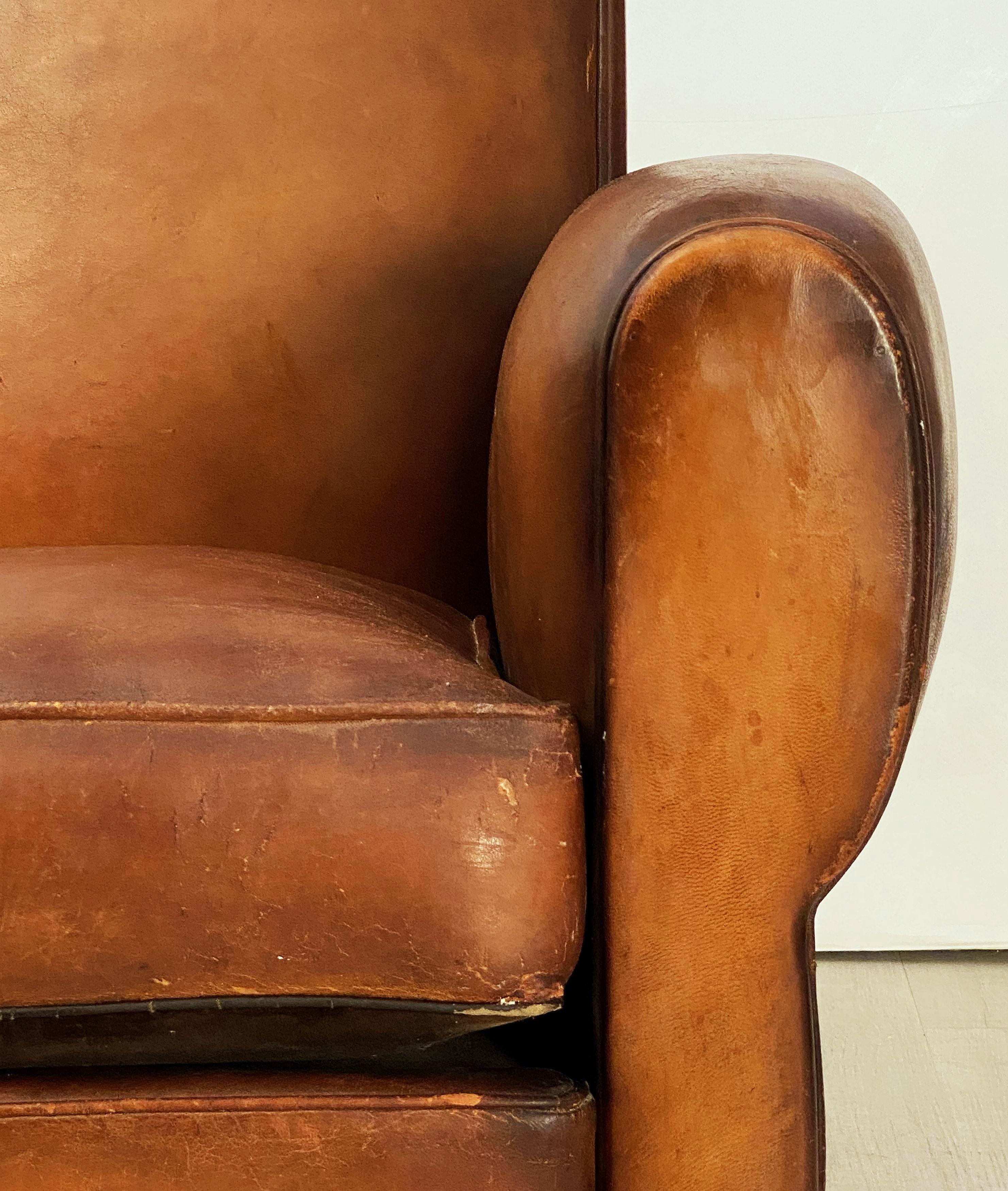 Vintage French Leather Club or Lounge Chair from the Art Deco Era 3