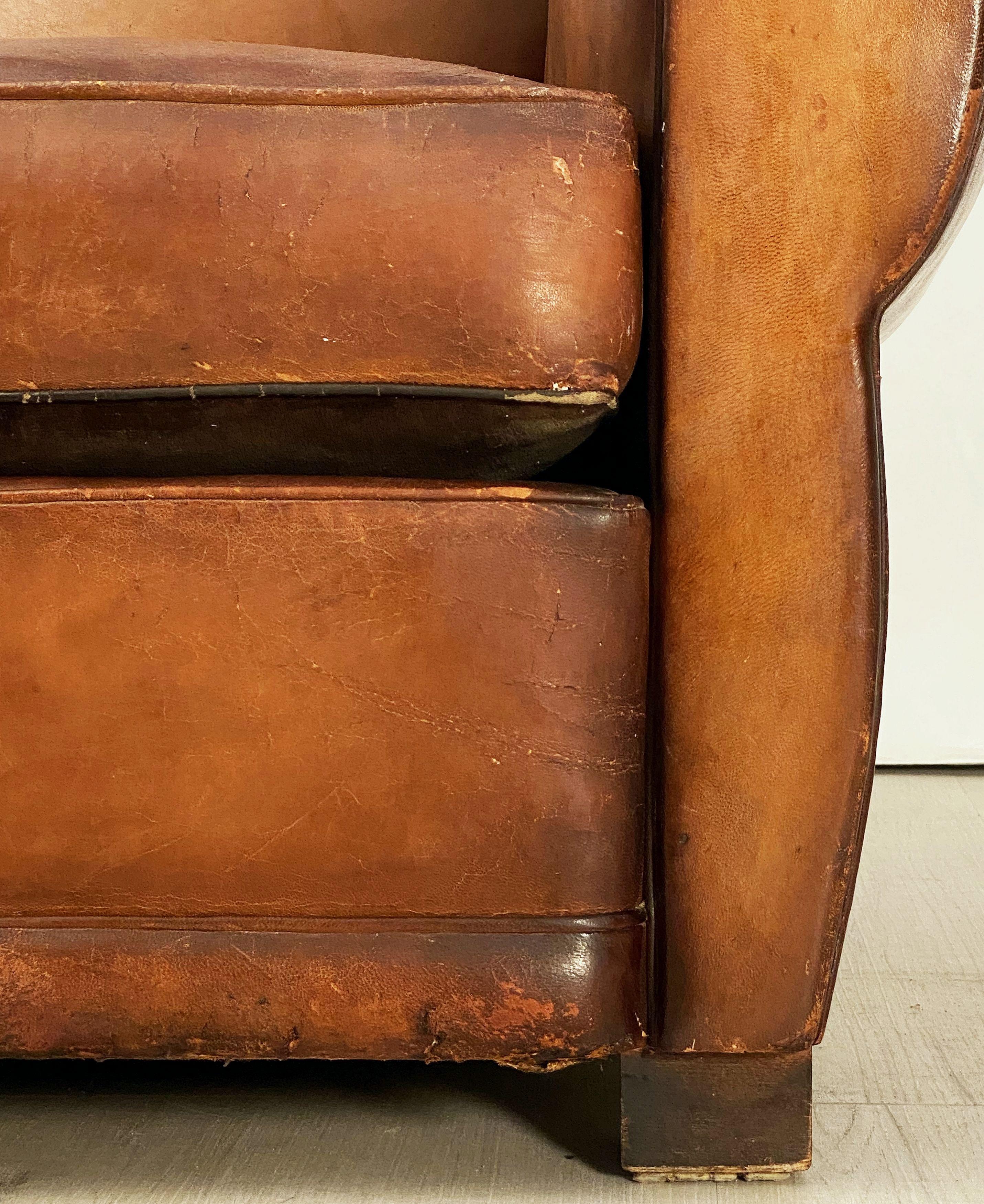 Vintage French Leather Club or Lounge Chair from the Art Deco Era 4