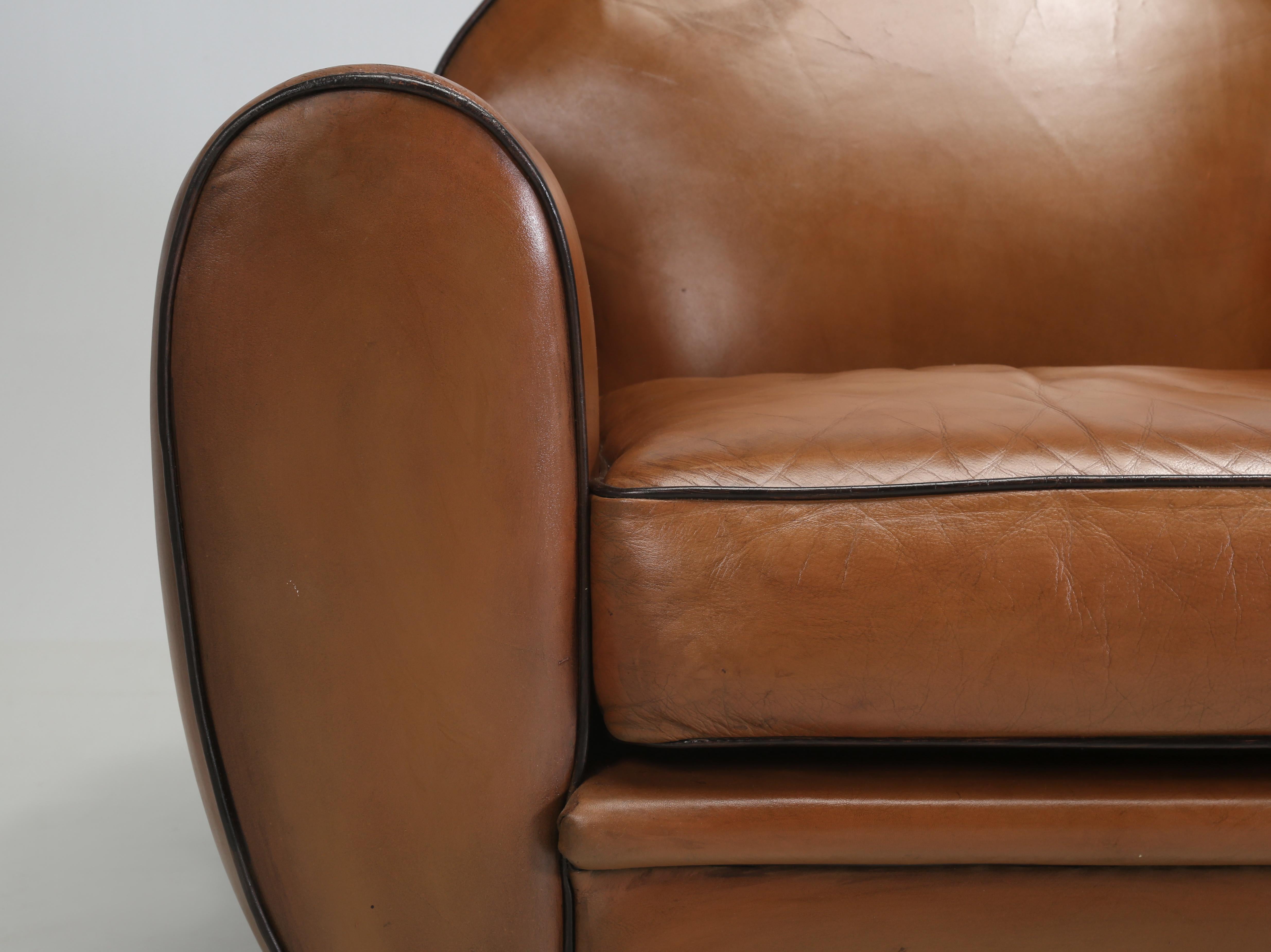 Vintage French Leather Club Chairs, by the French firm of HUGUES CHEVAL of Paris 4