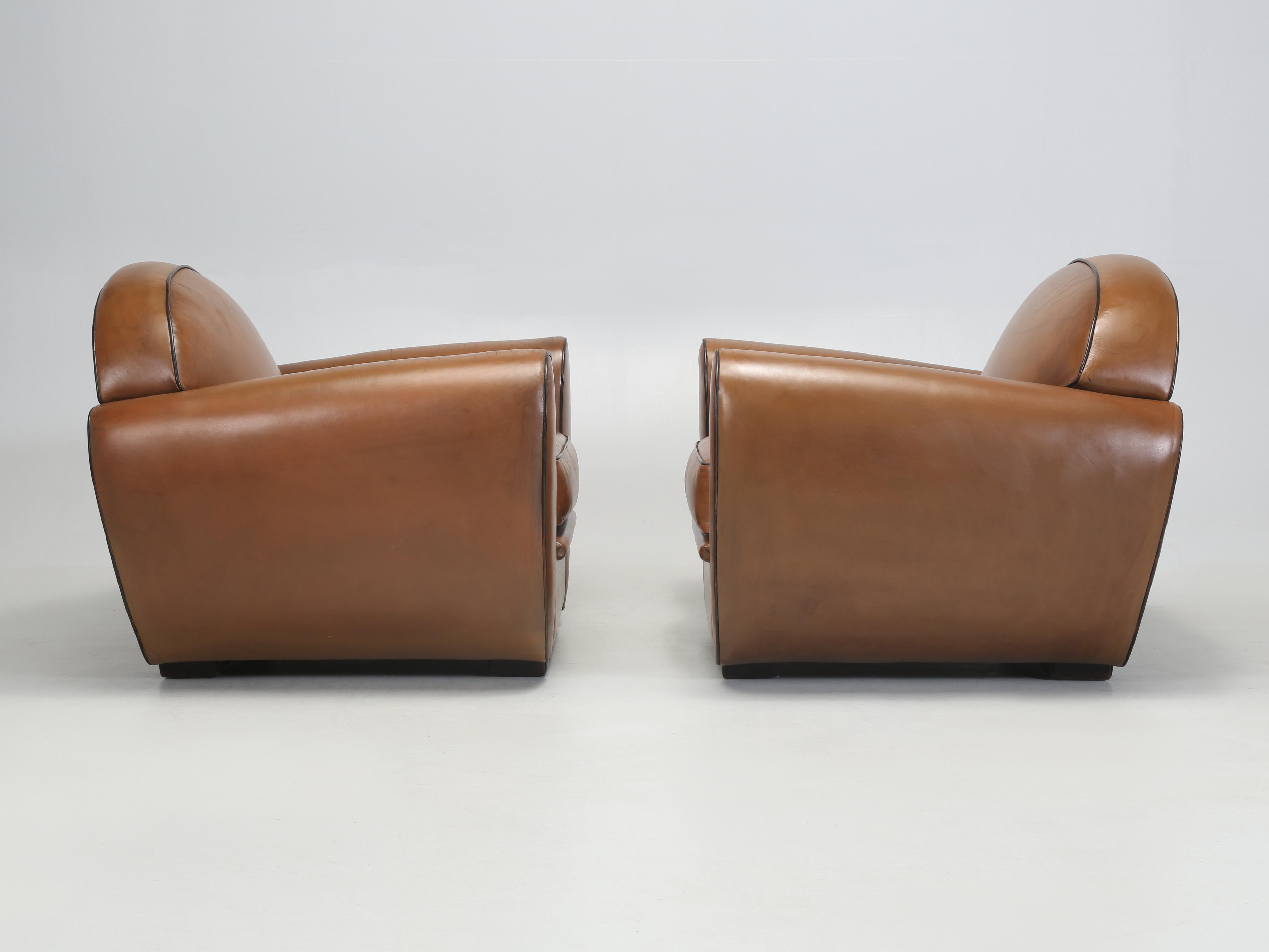 Vintage French Leather Club Chairs, by the French firm of HUGUES CHEVAL of Paris 6
