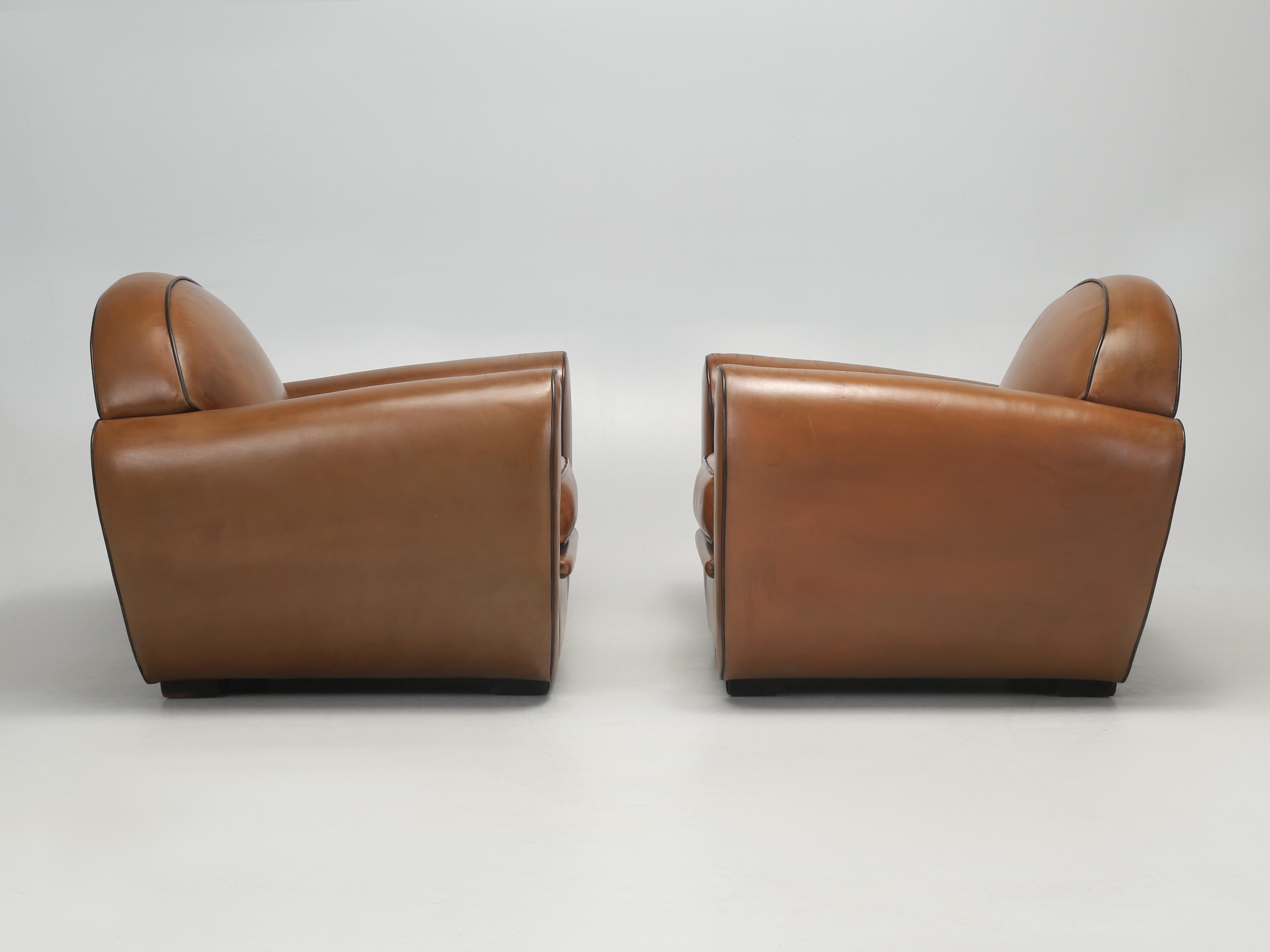 Vintage French Leather Club Chairs, by the French firm of HUGUES CHEVAL of Paris 7