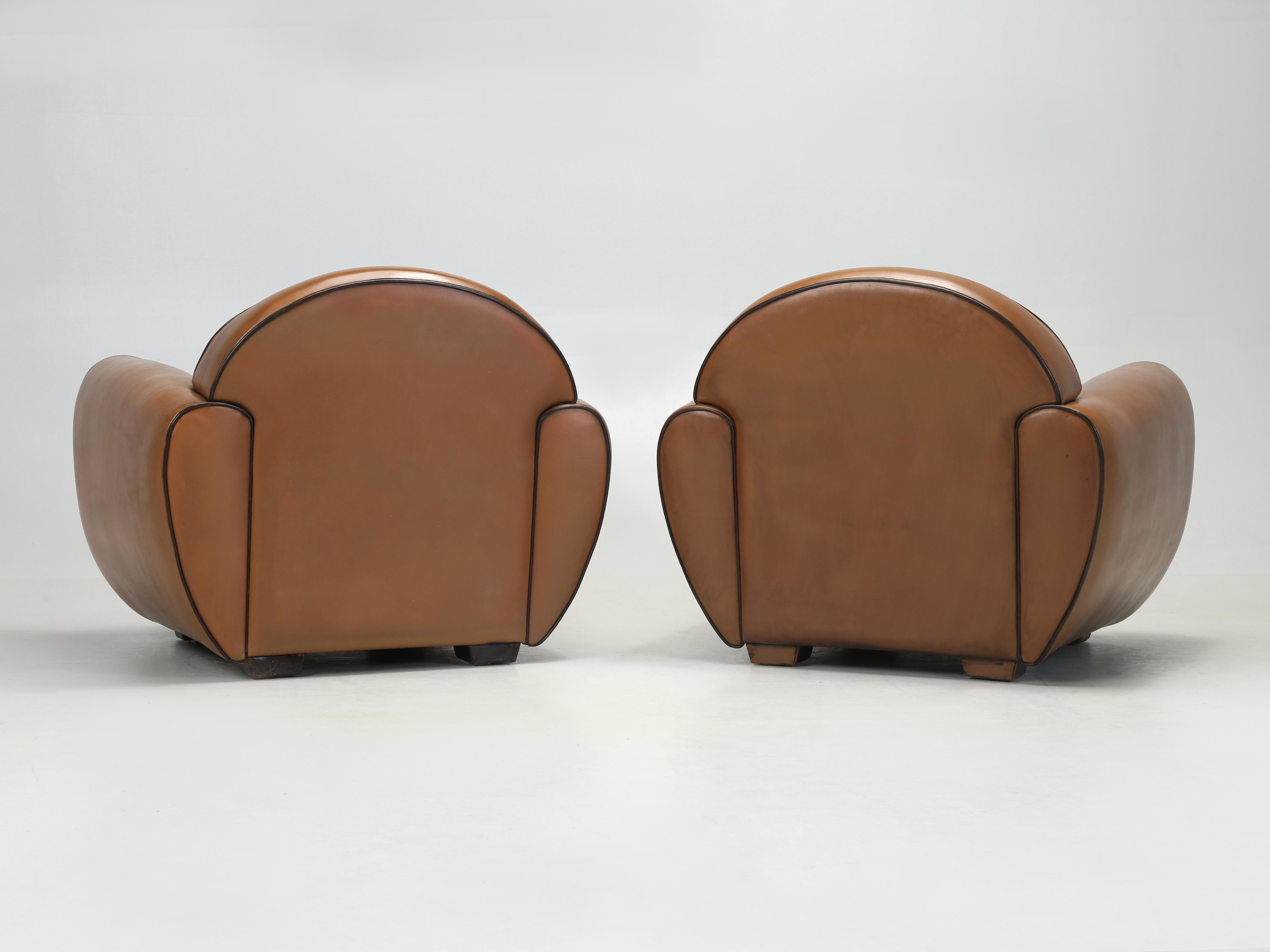 Vintage French Leather Club Chairs, by the French firm of HUGUES CHEVAL of Paris 8