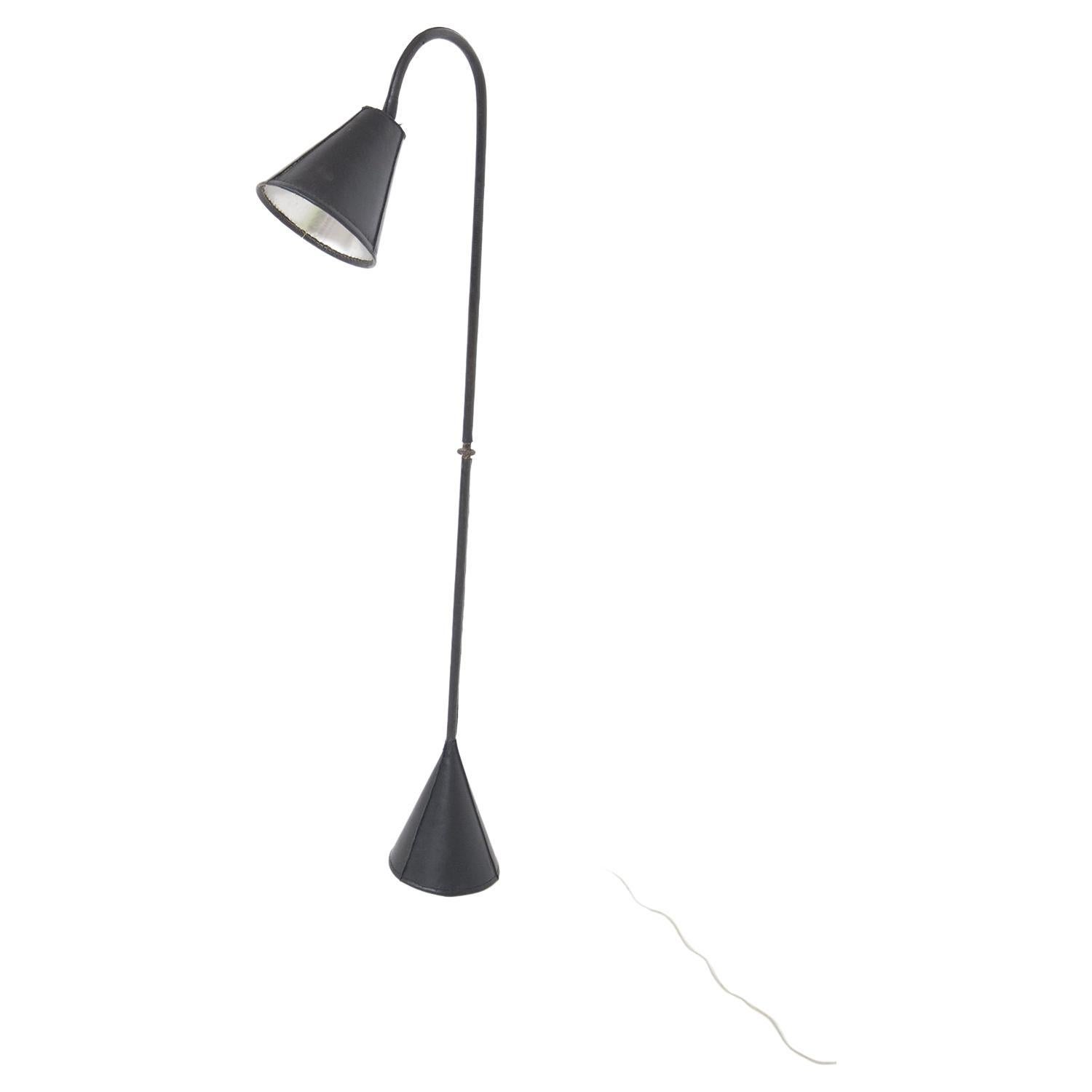 Vintage French Leather Floor Lamp by Jacques Adnet at 1stDibs