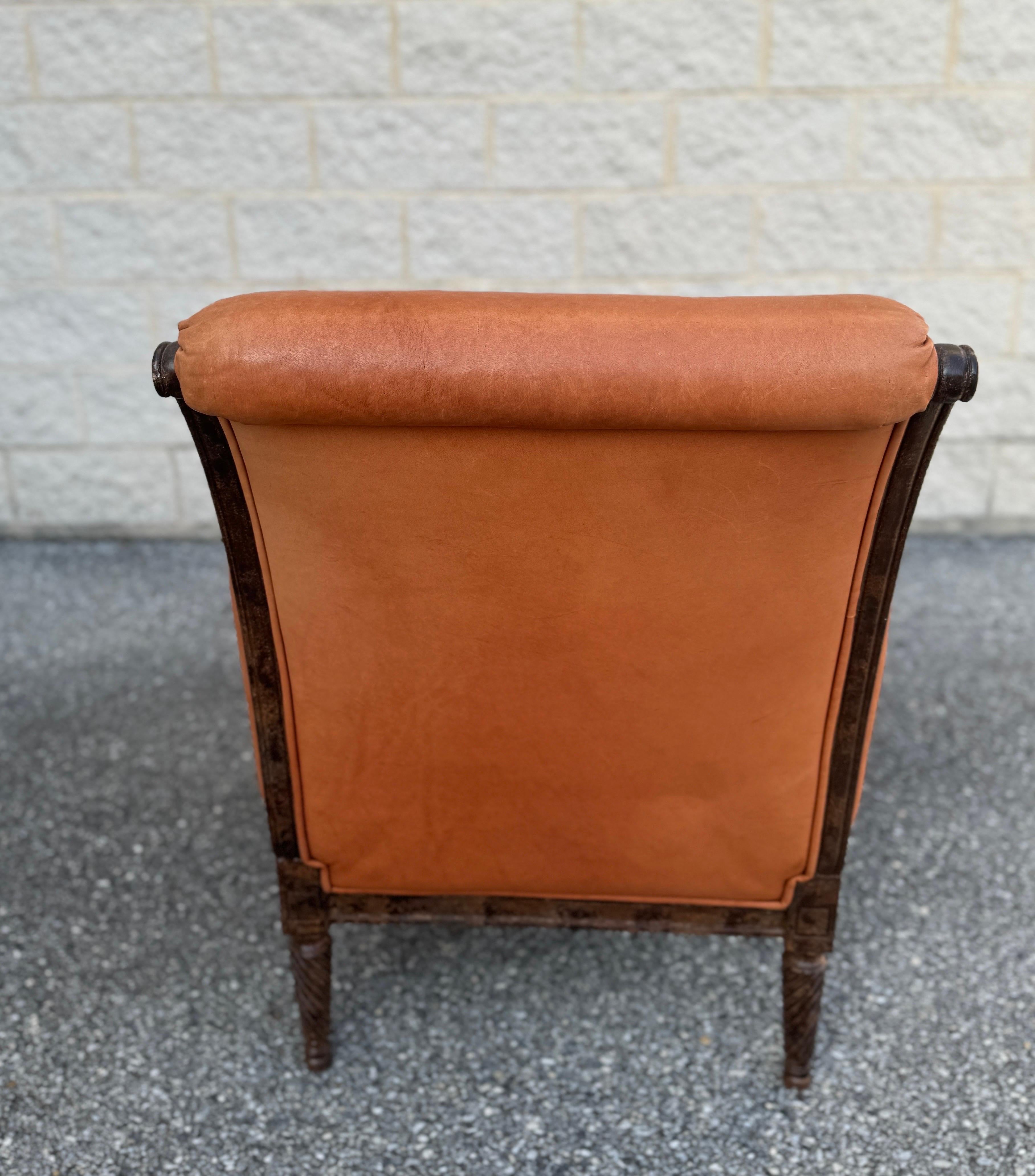 Vintage French Leather Library Club Chair For Sale 5