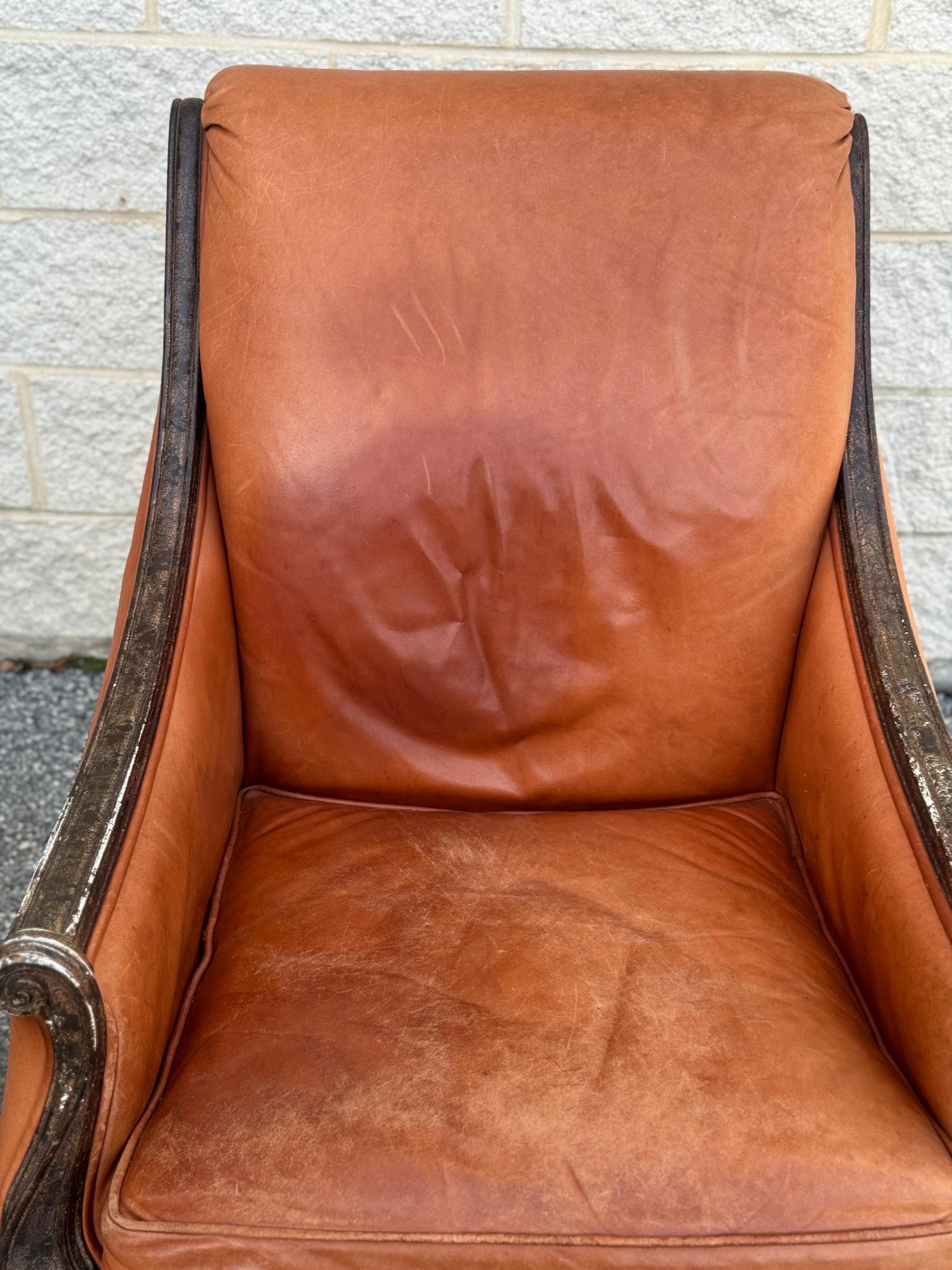 20th Century Vintage French Leather Library Club Chair For Sale