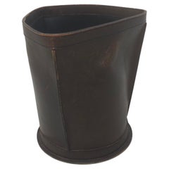 Vintage French leather paper waste bucket