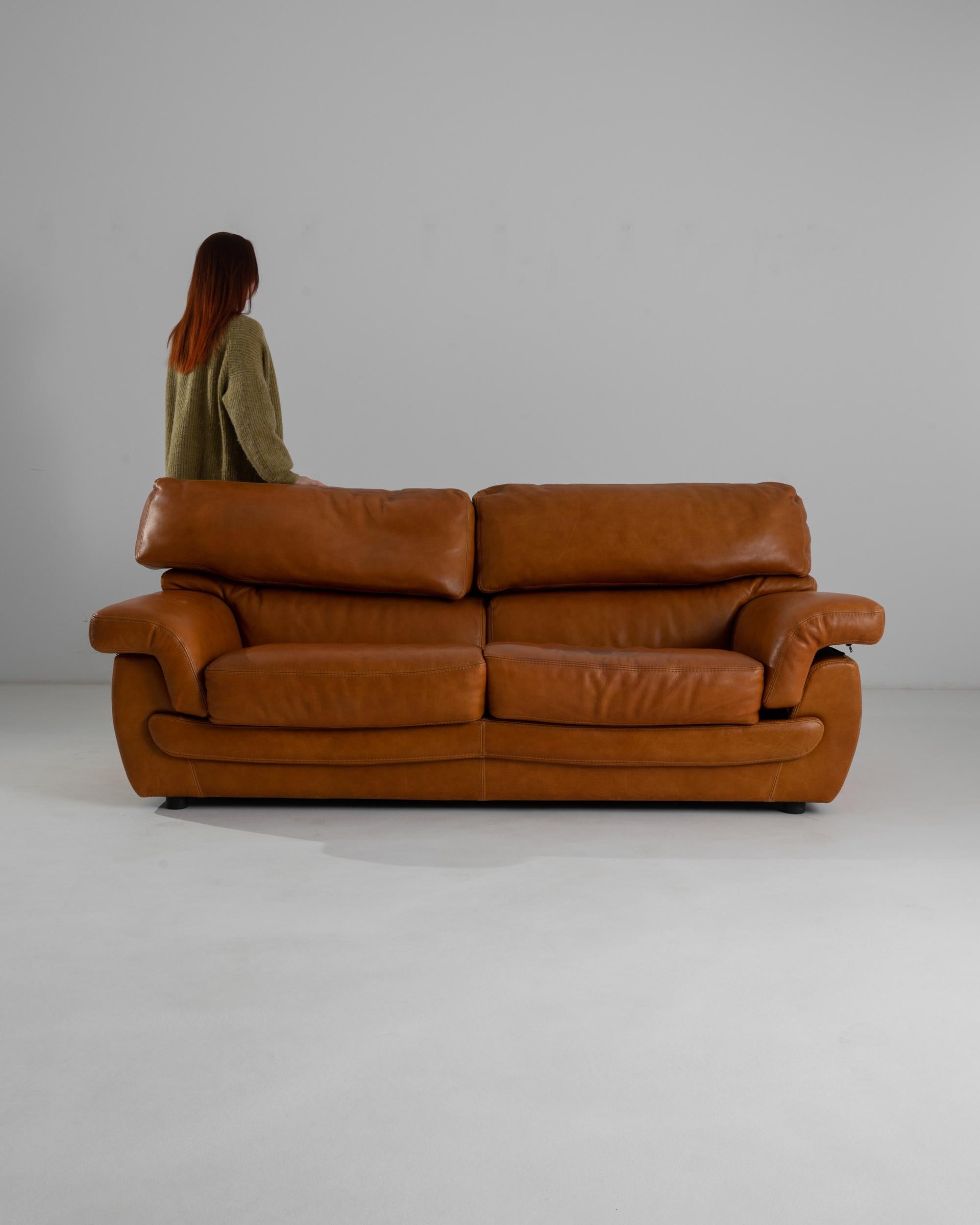 Französisches Vintage-Sofa aus Leder (Moderne der Mitte des Jahrhunderts) im Angebot