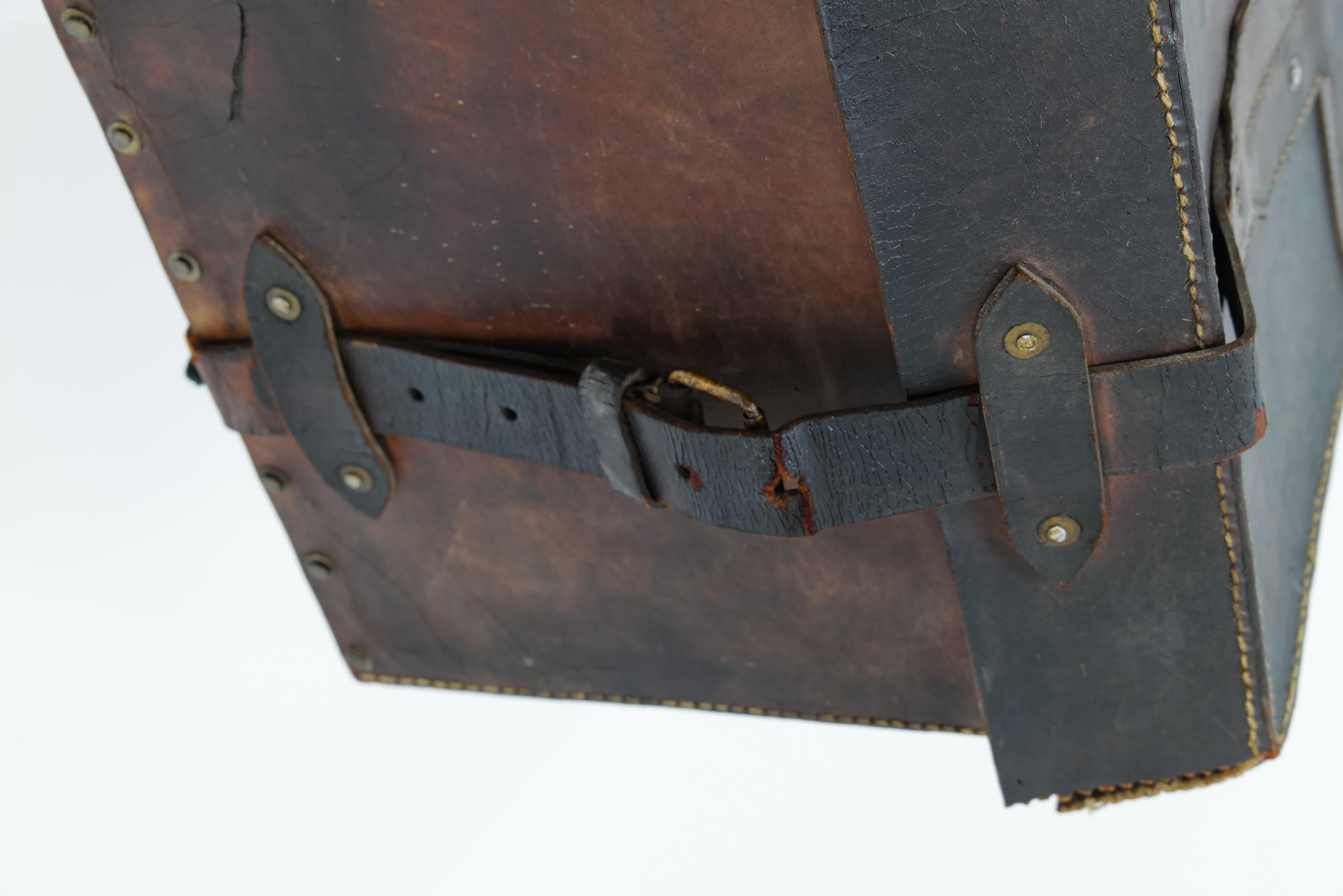 Vintage French Leather Travel Trunk For Sale 7