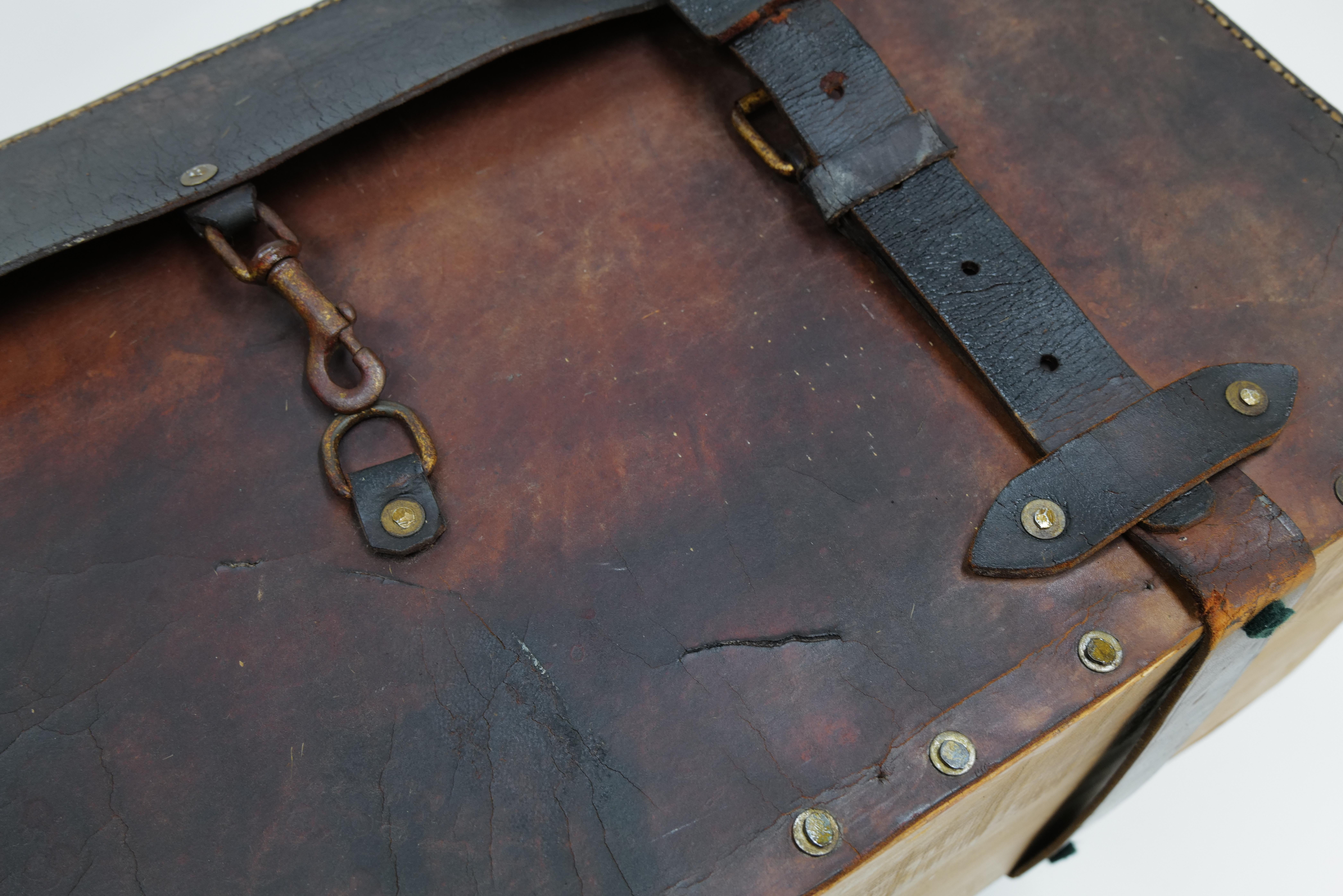 Vintage French Leather Travel Trunk For Sale 12
