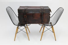 Vintage French Leather Travel Trunk