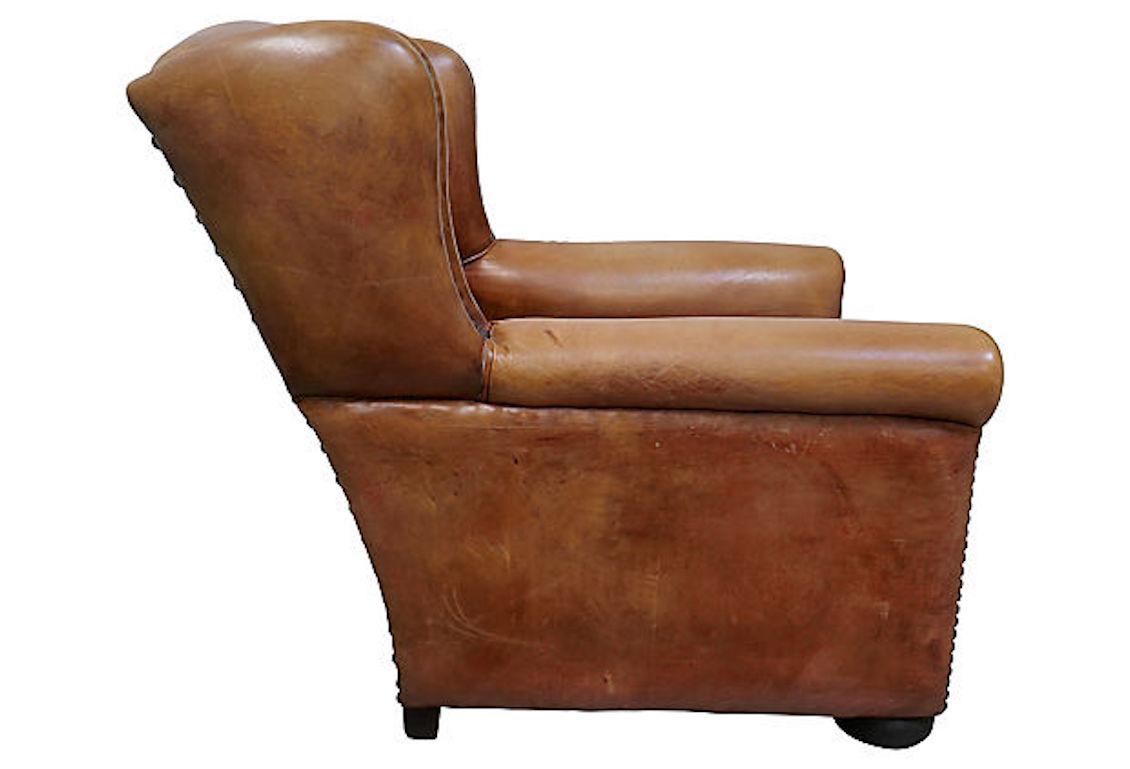 vintage french leather club chair