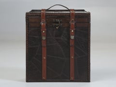 Vintage French Leather, Wood 3-Bottle Wine Carrier for the true Wine Aficionado