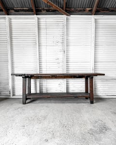 Vintage French Leather Workshop Table Kitchen Island