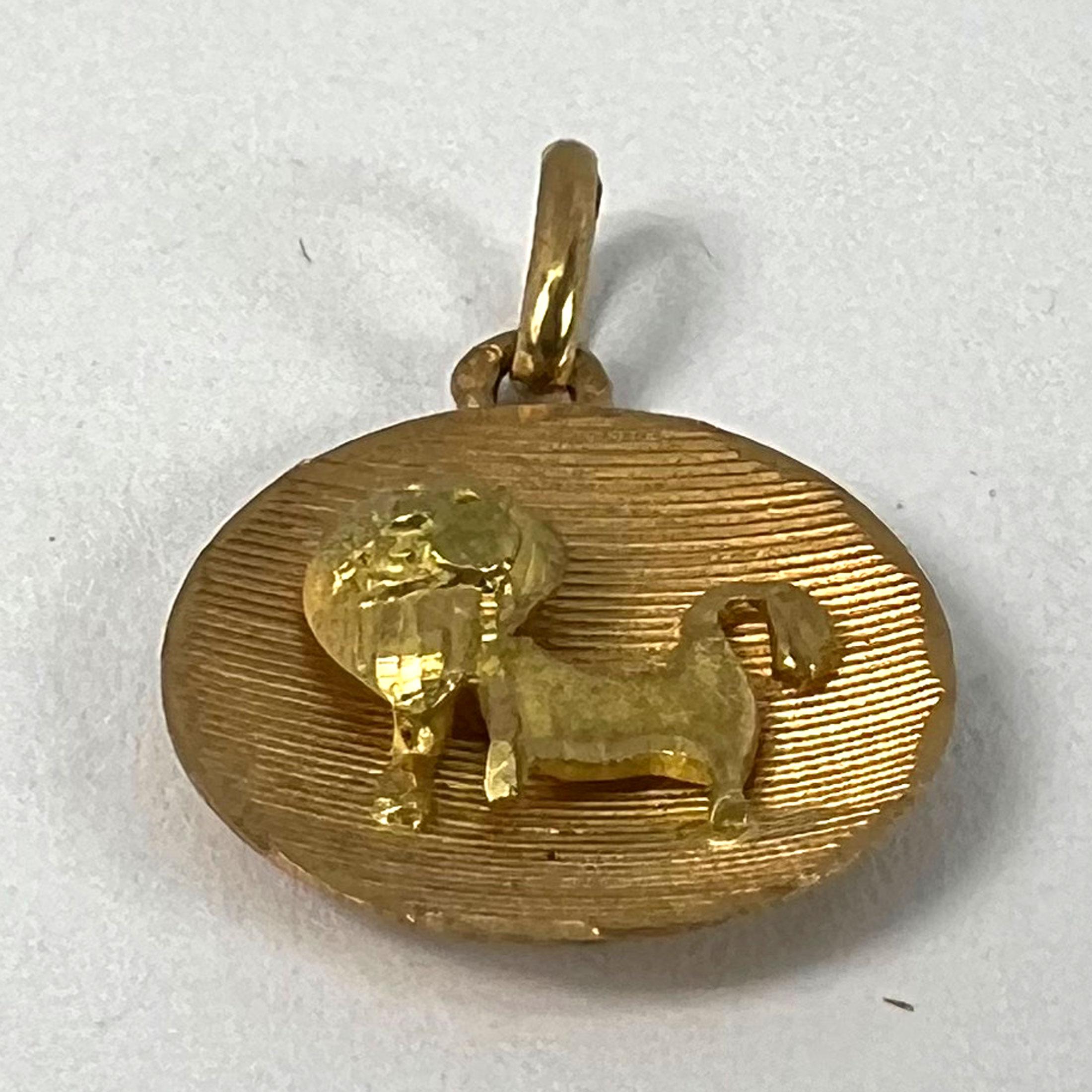 Ciondolo a forma di medaglia d'epoca in oro giallo, segno zodiacale del Leone, francese, 18 carati in vendita 9