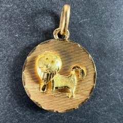 Vintage French Leo Starsign Zodiac 18K Yellow Gold Charm Medal Pendant