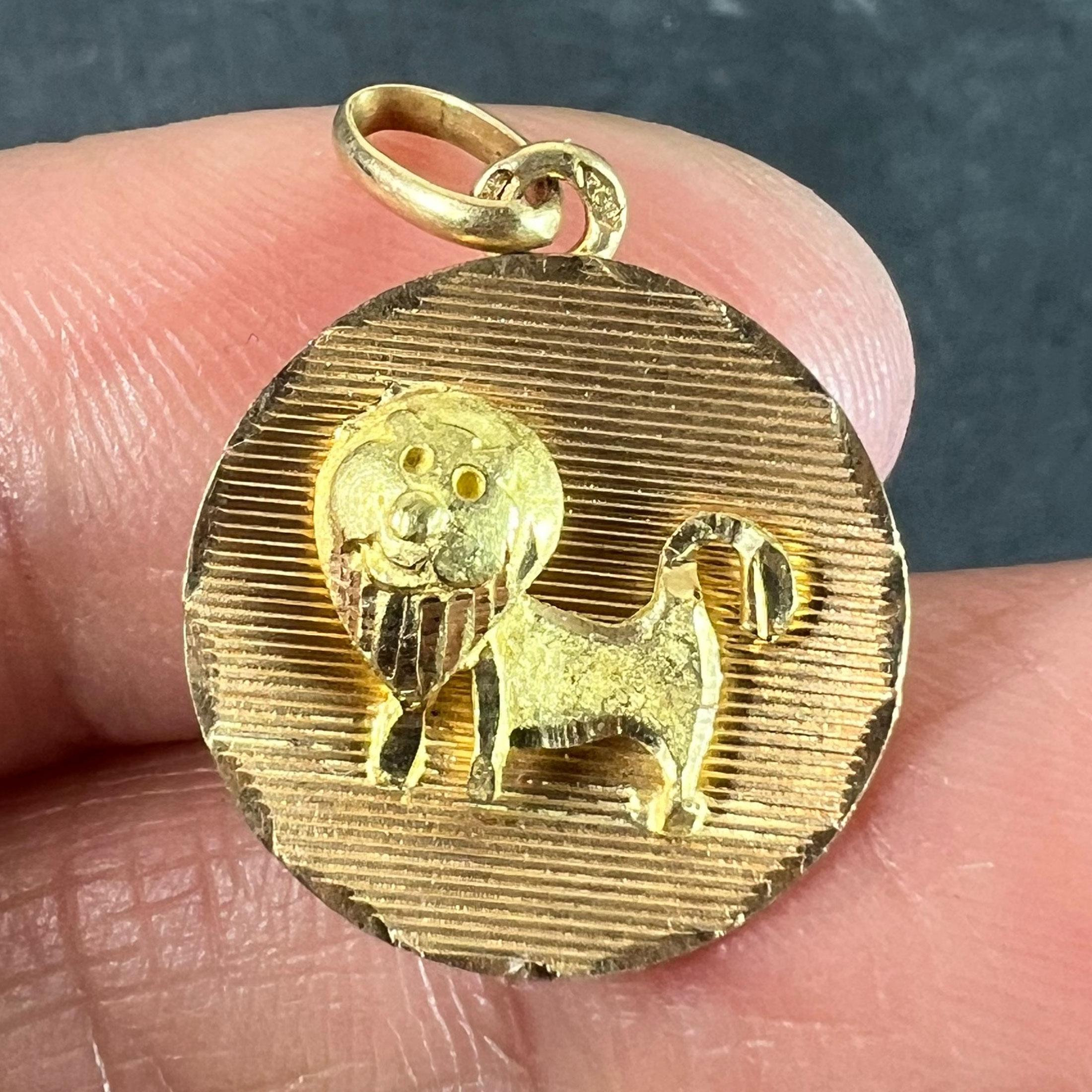Ciondolo a forma di medaglia d'epoca in oro giallo, segno zodiacale del Leone, francese, 18 carati in vendita 1