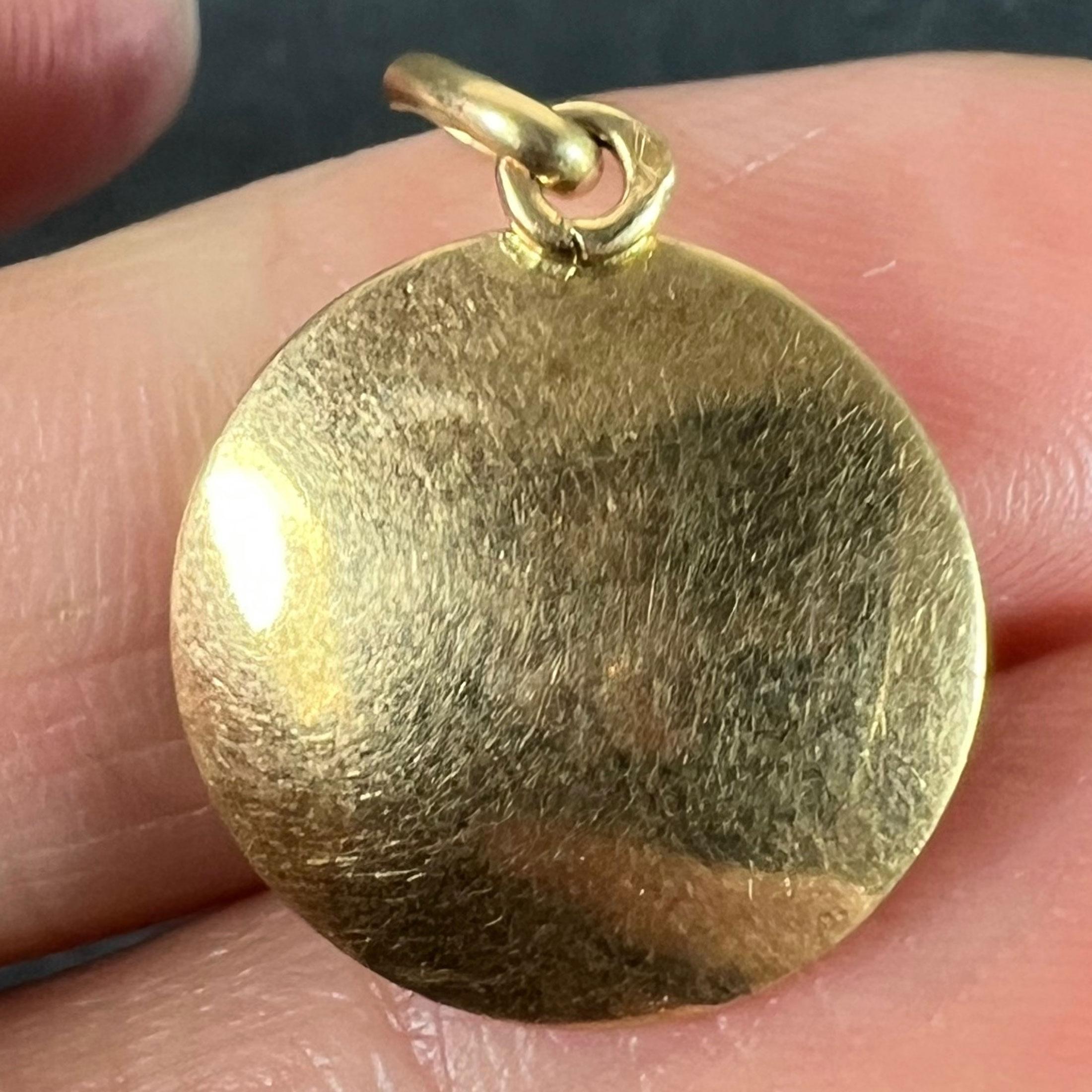 Ciondolo a forma di medaglia d'epoca in oro giallo, segno zodiacale del Leone, francese, 18 carati in vendita 4
