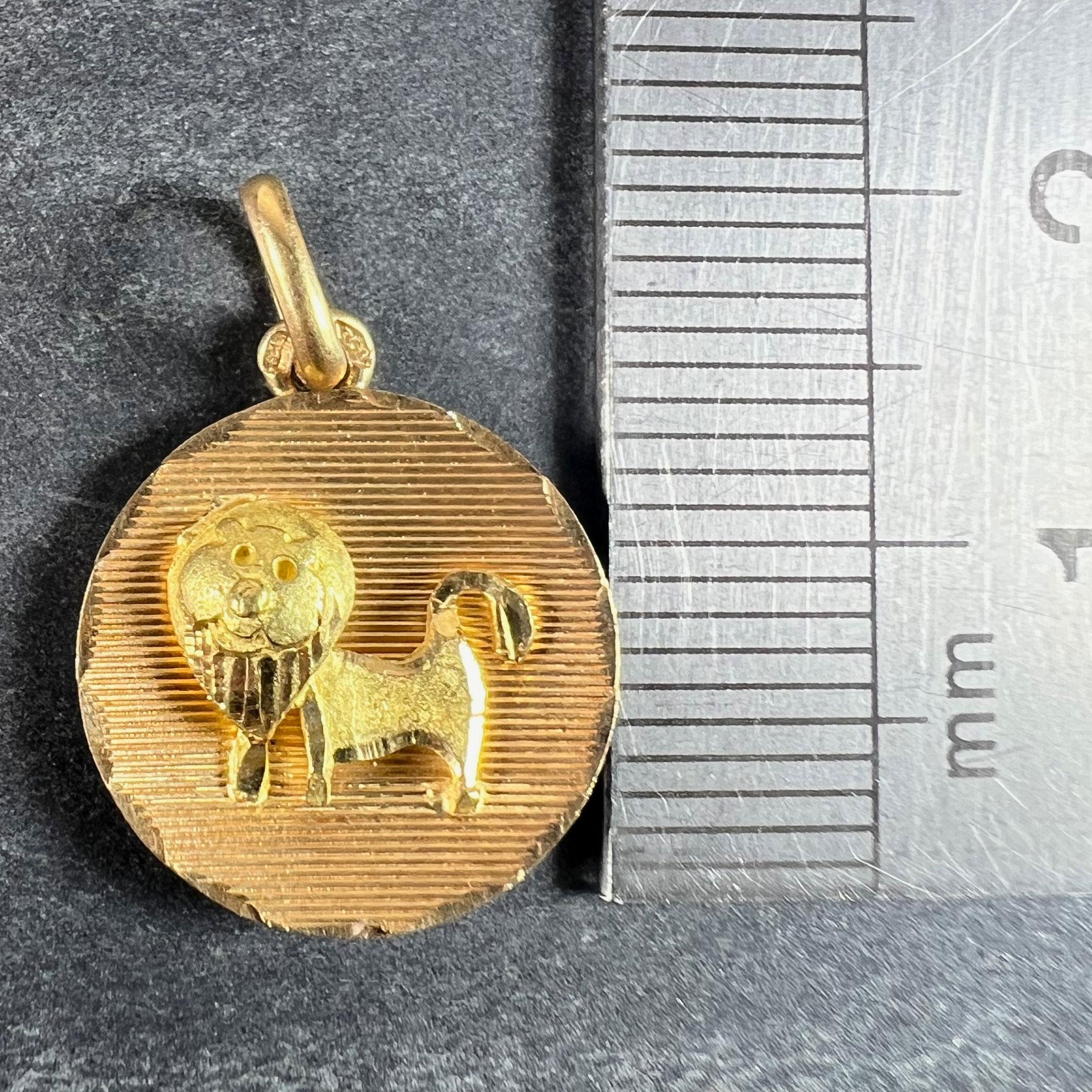 Ciondolo a forma di medaglia d'epoca in oro giallo, segno zodiacale del Leone, francese, 18 carati in vendita 5