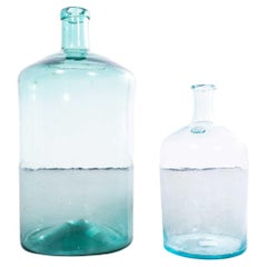 Demijohns en verre vintage français bleu clair & Light Greene & Greene - Paire
