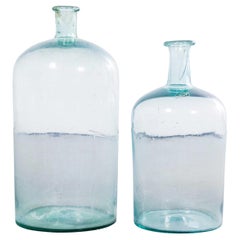 Demijohns en verre vintage français bleu clair & Light Greene & Greene - Paire