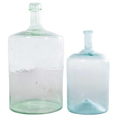Demijohns en verre vintage français vert & Light Greene & Greene Greene - Paire