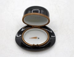 Vintage French Limoges Bowler Hat Form Porcelain Trinket Box
