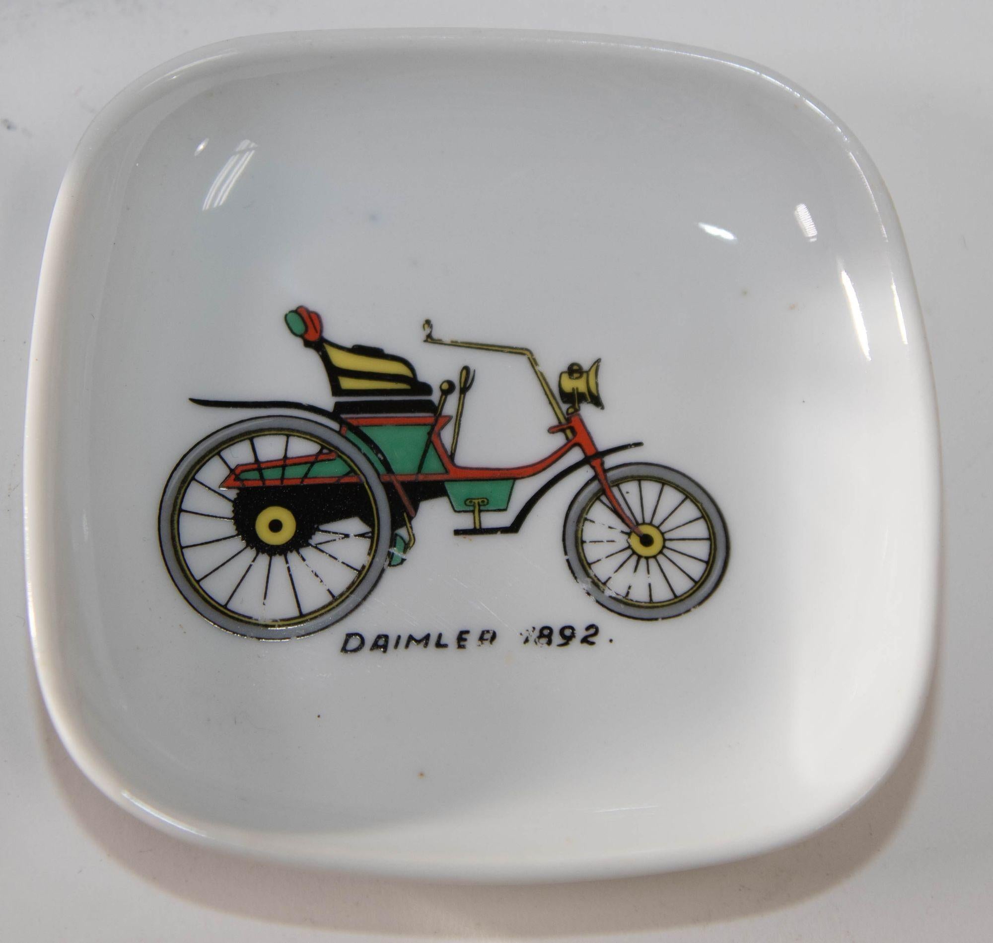 Vintage French Limoges Car Design Ashtrays Porcelain Dishes Set of 5 1