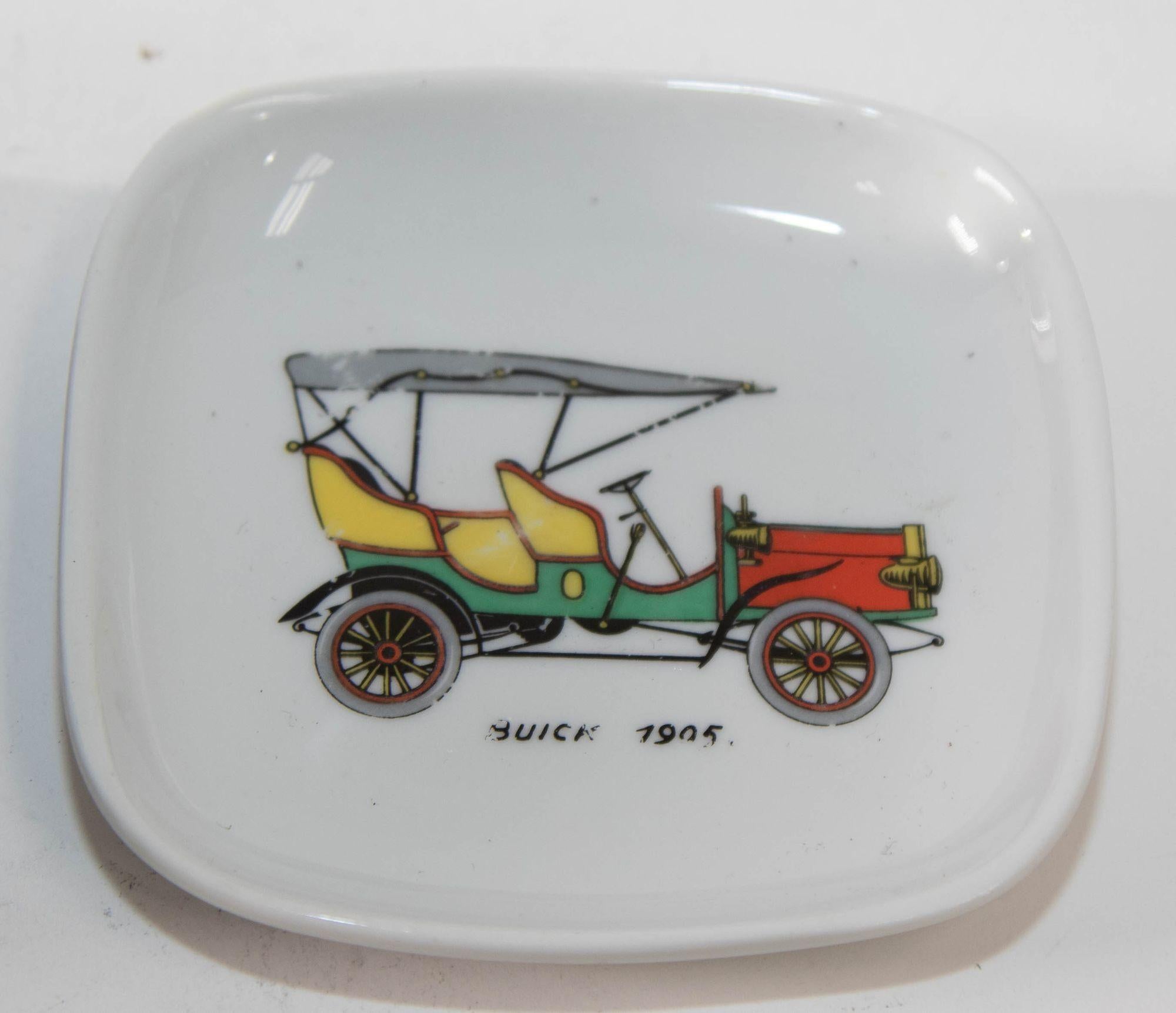 Vintage French Limoges Car Design Ashtrays Porcelain Dishes Set of 5 2
