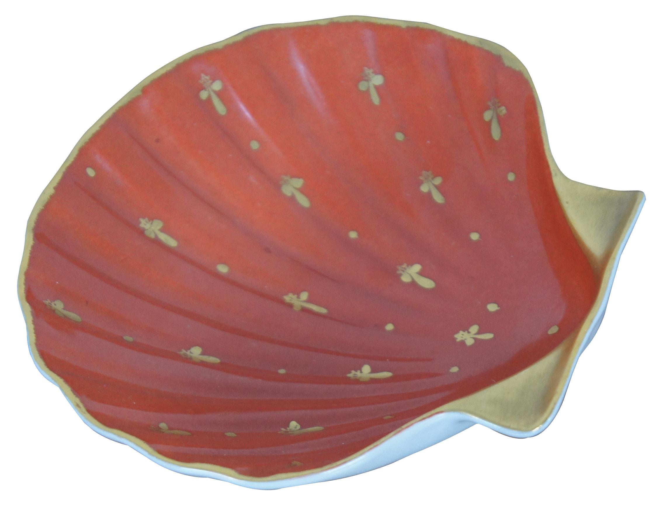 French Provincial Vintage French Limoges Fleur De Lis Sea Clam Shell Trinket Dish Tray France