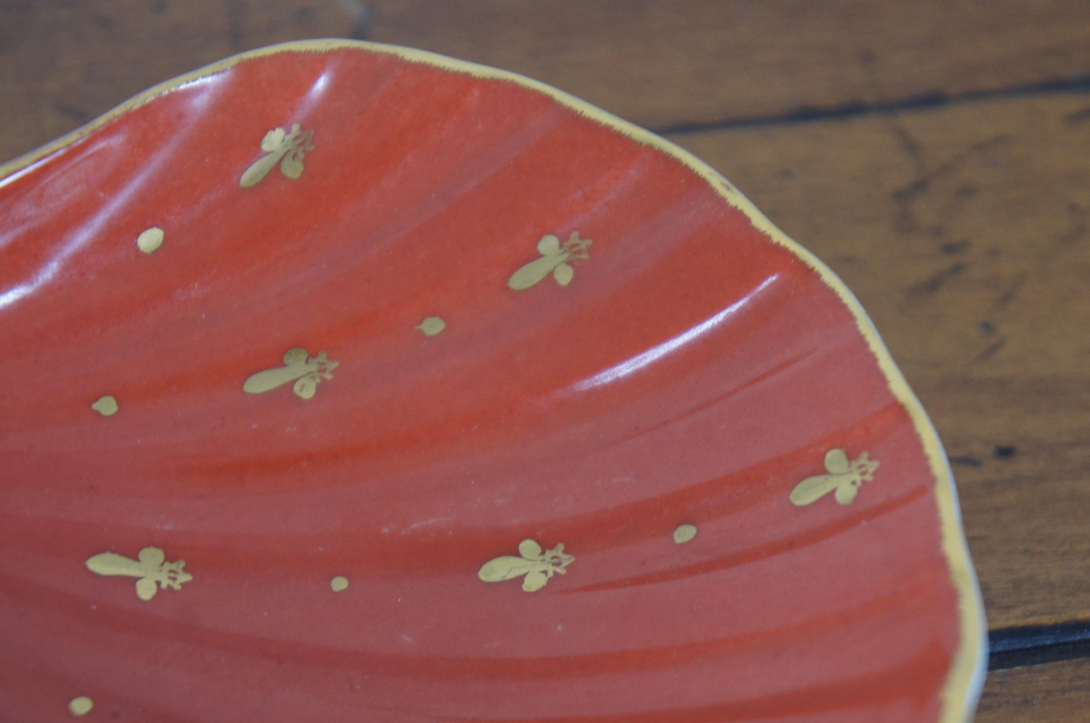 Vintage French Limoges Fleur De Lis Sea Clam Shell Trinket Dish Tray France 2