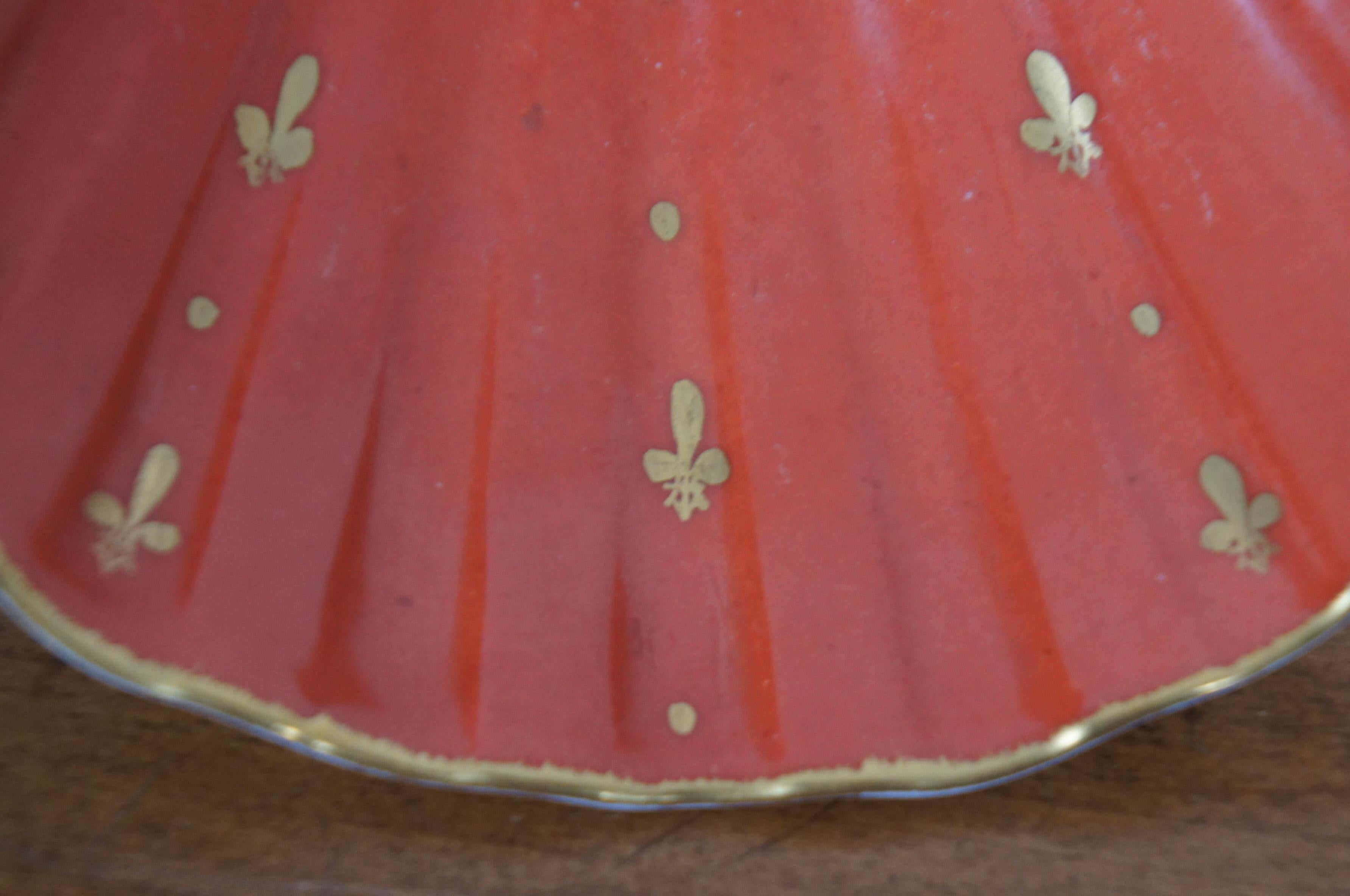Vintage French Limoges Fleur De Lis Sea Clam Shell Trinket Dish Tray France 3