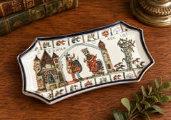 Vintage French Limoges Hand-Painted Bayeux Tapestry Porcelain Tray