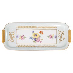 Vintage French Limoges Porcelain Floral Dresser Tray, circa 1950