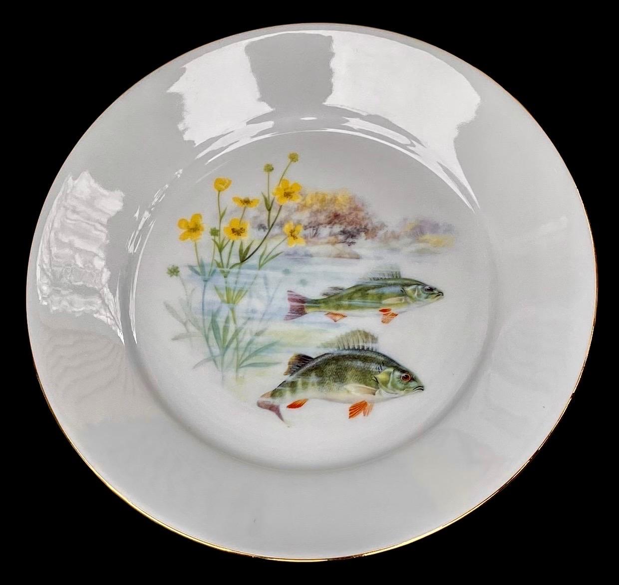 Vintage French Limoges Porcelain Fish Set 4