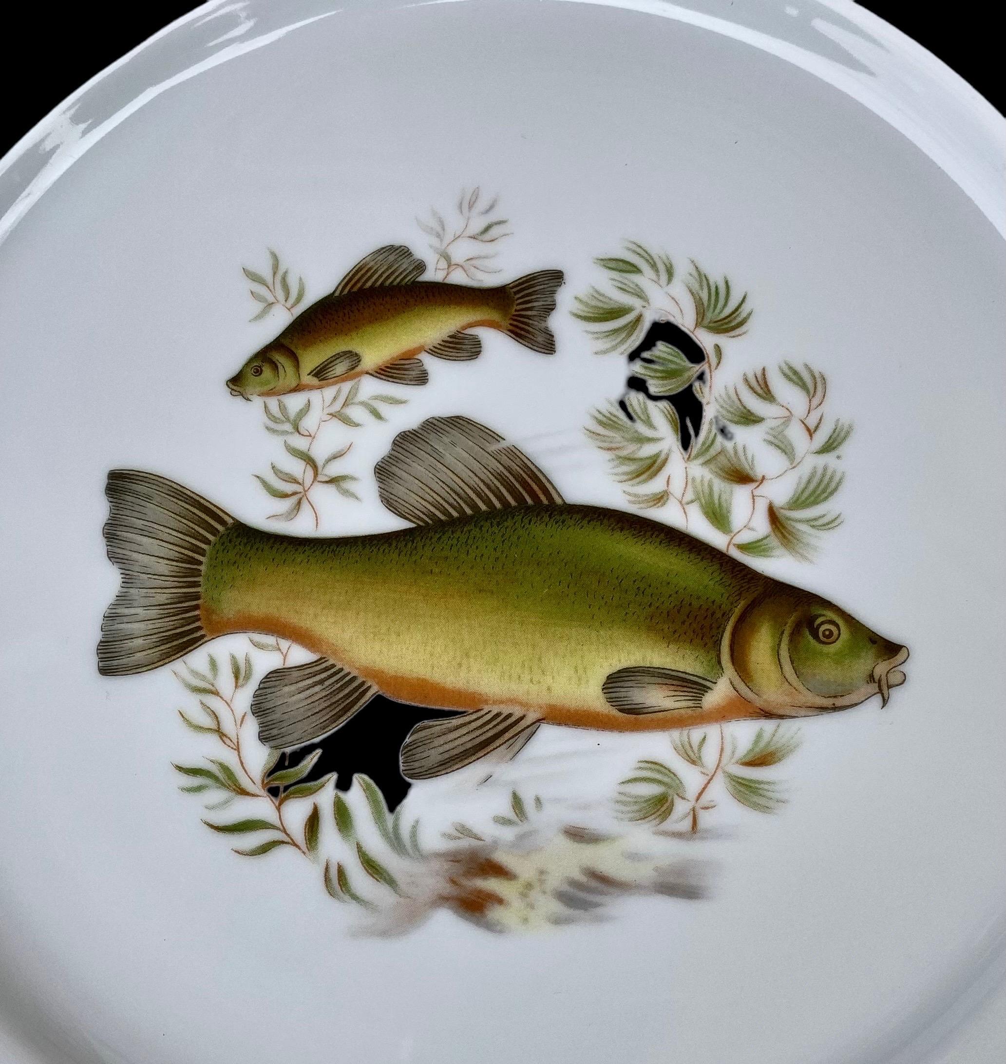 Vintage French Limoges Porcelain Fish Set 5