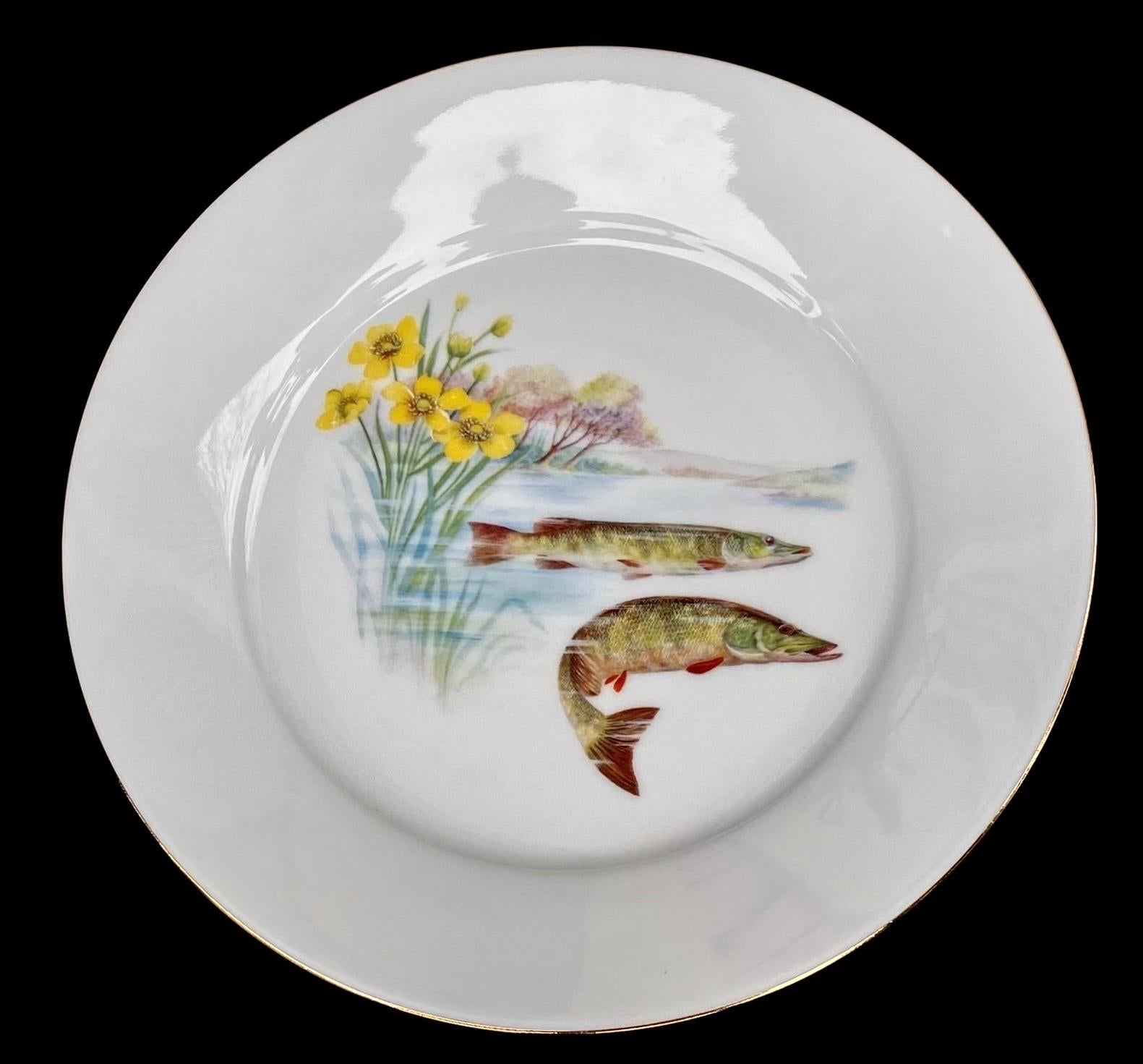 Vintage French Limoges Porcelain Fish Set 2