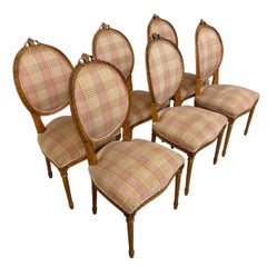 Vintage French Louie XVI Style Dining Chairs - Set of 6